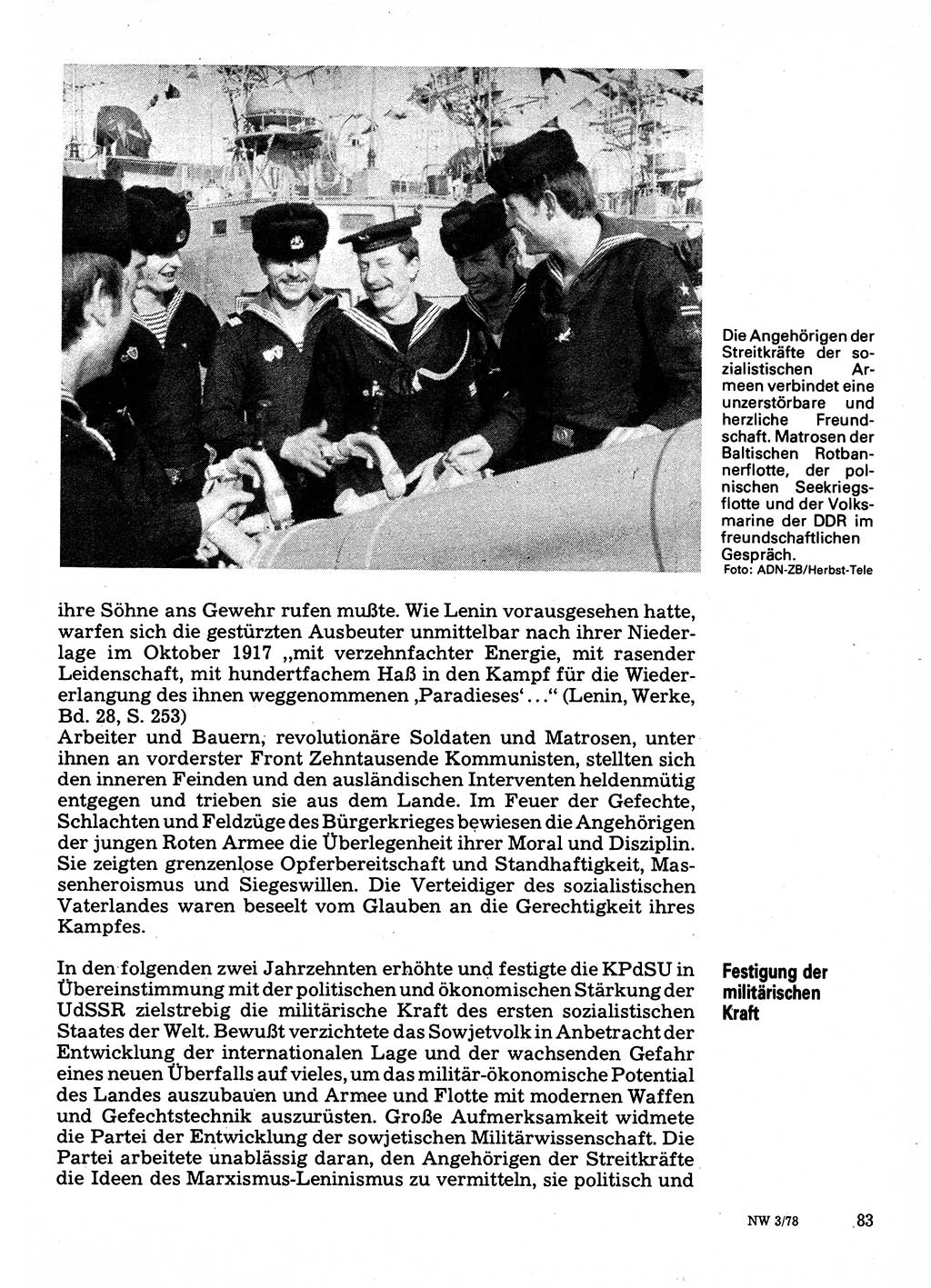 Neuer Weg (NW), Organ des Zentralkomitees (ZK) der SED (Sozialistische Einheitspartei Deutschlands) für Fragen des Parteilebens, 33. Jahrgang [Deutsche Demokratische Republik (DDR)] 1978, Seite 83 (NW ZK SED DDR 1978, S. 83)