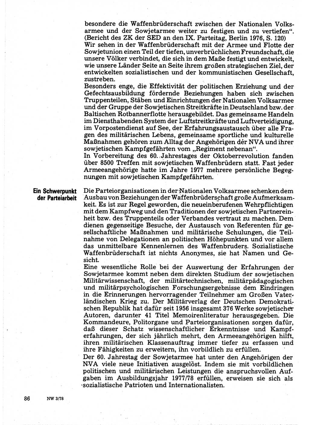 Neuer Weg (NW), Organ des Zentralkomitees (ZK) der SED (Sozialistische Einheitspartei Deutschlands) für Fragen des Parteilebens, 33. Jahrgang [Deutsche Demokratische Republik (DDR)] 1978, Seite 86 (NW ZK SED DDR 1978, S. 86)