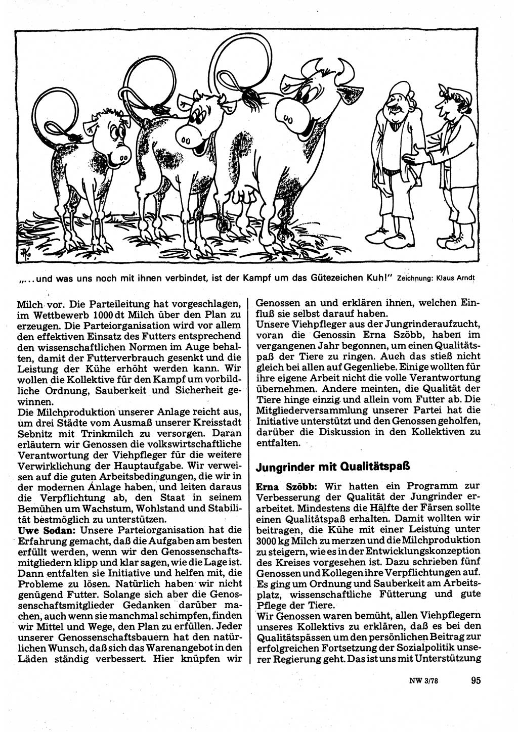 Neuer Weg (NW), Organ des Zentralkomitees (ZK) der SED (Sozialistische Einheitspartei Deutschlands) für Fragen des Parteilebens, 33. Jahrgang [Deutsche Demokratische Republik (DDR)] 1978, Seite 95 (NW ZK SED DDR 1978, S. 95)