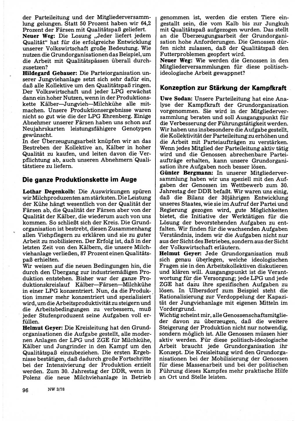 Neuer Weg (NW), Organ des Zentralkomitees (ZK) der SED (Sozialistische Einheitspartei Deutschlands) für Fragen des Parteilebens, 33. Jahrgang [Deutsche Demokratische Republik (DDR)] 1978, Seite 96 (NW ZK SED DDR 1978, S. 96)