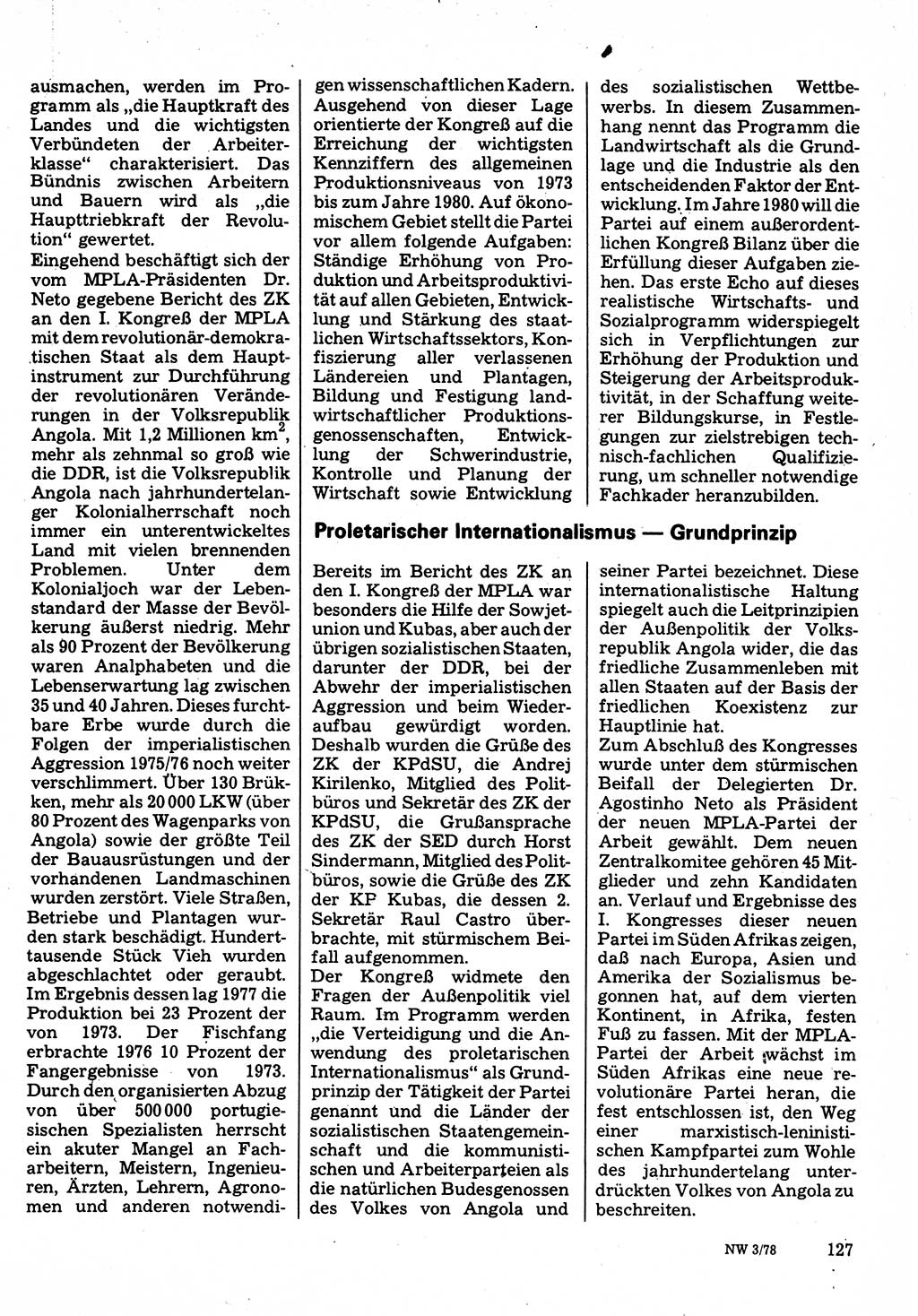 Neuer Weg (NW), Organ des Zentralkomitees (ZK) der SED (Sozialistische Einheitspartei Deutschlands) für Fragen des Parteilebens, 33. Jahrgang [Deutsche Demokratische Republik (DDR)] 1978, Seite 127 (NW ZK SED DDR 1978, S. 127)