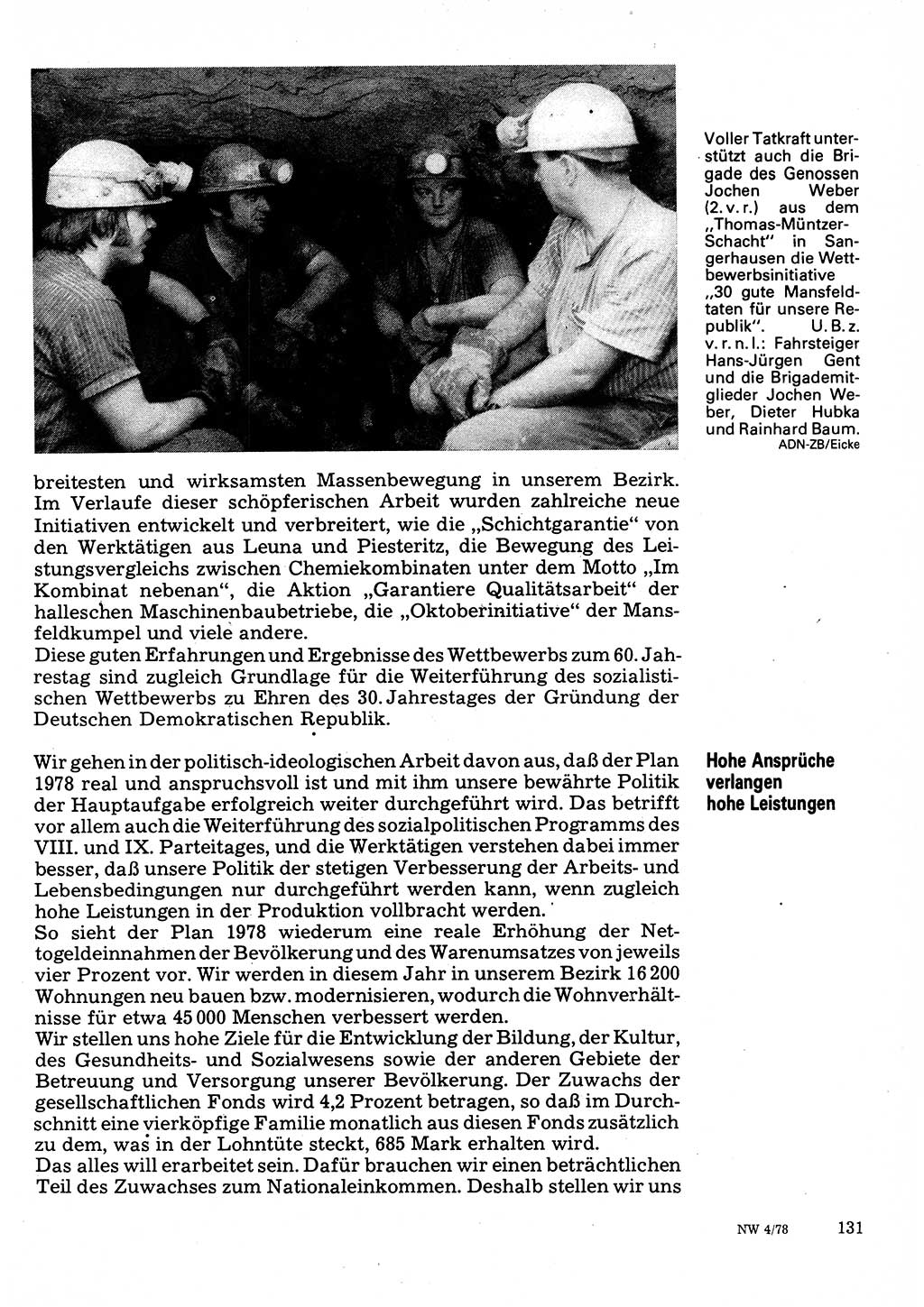 Neuer Weg (NW), Organ des Zentralkomitees (ZK) der SED (Sozialistische Einheitspartei Deutschlands) für Fragen des Parteilebens, 33. Jahrgang [Deutsche Demokratische Republik (DDR)] 1978, Seite 131 (NW ZK SED DDR 1978, S. 131)