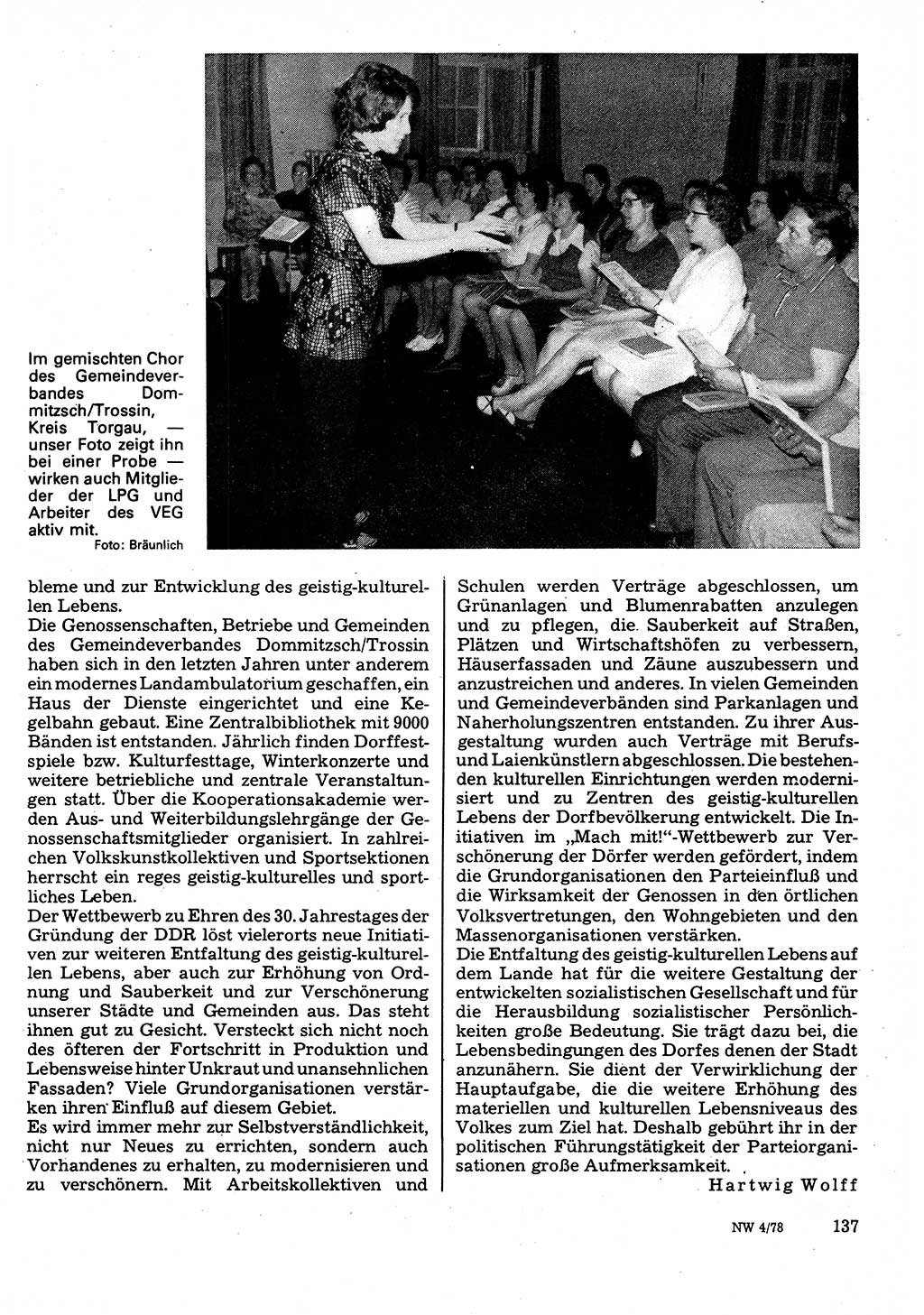Neuer Weg (NW), Organ des Zentralkomitees (ZK) der SED (Sozialistische Einheitspartei Deutschlands) für Fragen des Parteilebens, 33. Jahrgang [Deutsche Demokratische Republik (DDR)] 1978, Seite 137 (NW ZK SED DDR 1978, S. 137)