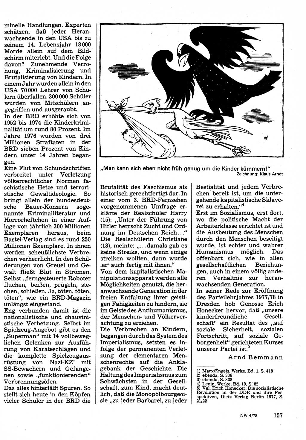 Neuer Weg (NW), Organ des Zentralkomitees (ZK) der SED (Sozialistische Einheitspartei Deutschlands) für Fragen des Parteilebens, 33. Jahrgang [Deutsche Demokratische Republik (DDR)] 1978, Seite 157 (NW ZK SED DDR 1978, S. 157)