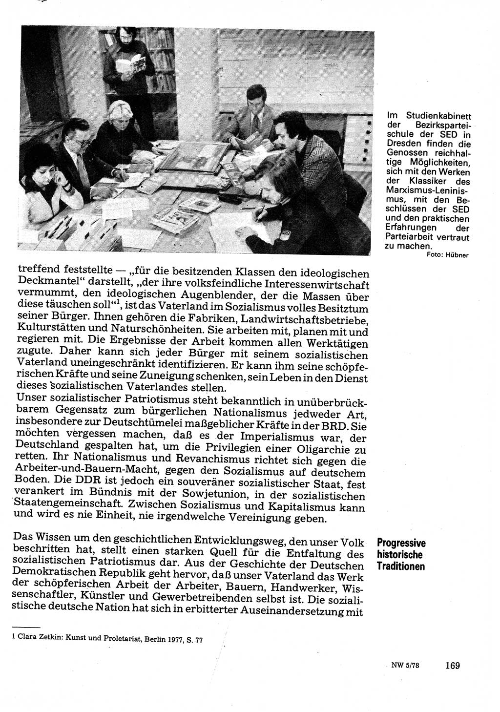 Neuer Weg (NW), Organ des Zentralkomitees (ZK) der SED (Sozialistische Einheitspartei Deutschlands) für Fragen des Parteilebens, 33. Jahrgang [Deutsche Demokratische Republik (DDR)] 1978, Seite 169 (NW ZK SED DDR 1978, S. 169)