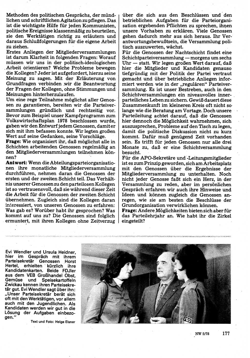 Neuer Weg (NW), Organ des Zentralkomitees (ZK) der SED (Sozialistische Einheitspartei Deutschlands) für Fragen des Parteilebens, 33. Jahrgang [Deutsche Demokratische Republik (DDR)] 1978, Seite 177 (NW ZK SED DDR 1978, S. 177)