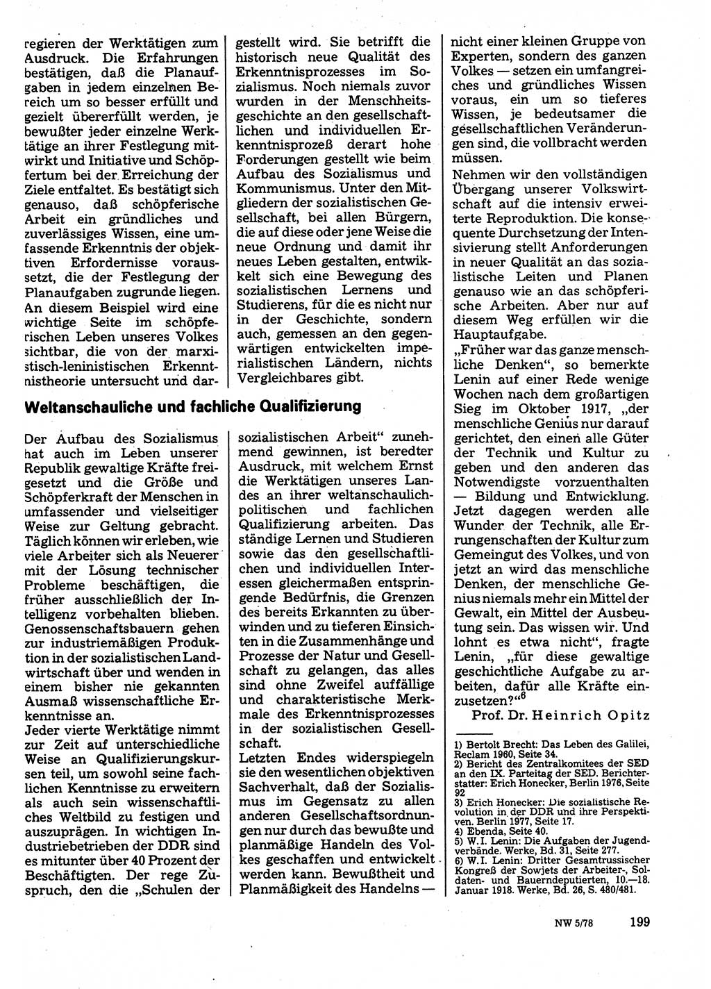 Neuer Weg (NW), Organ des Zentralkomitees (ZK) der SED (Sozialistische Einheitspartei Deutschlands) für Fragen des Parteilebens, 33. Jahrgang [Deutsche Demokratische Republik (DDR)] 1978, Seite 199 (NW ZK SED DDR 1978, S. 199)