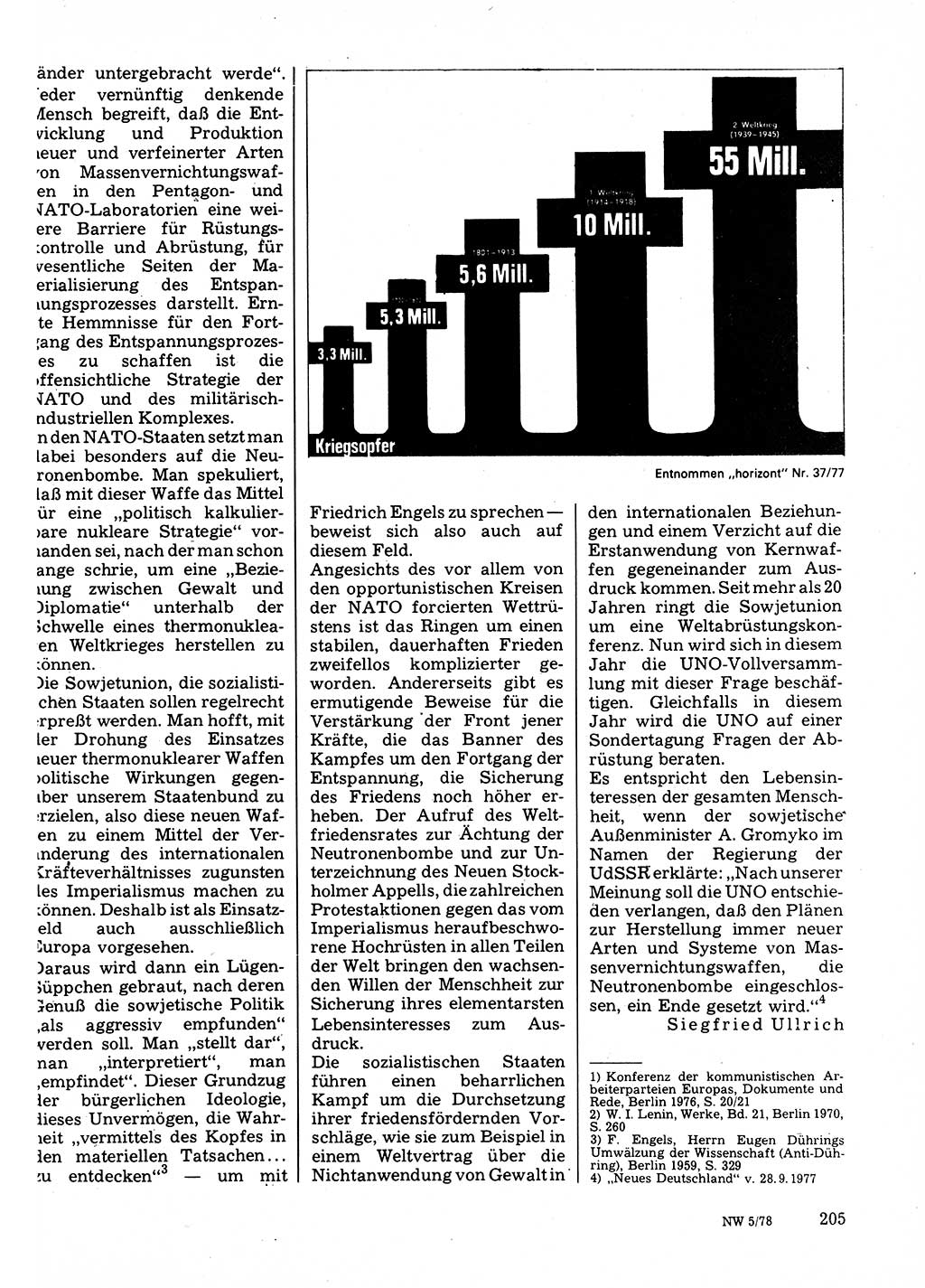 Neuer Weg (NW), Organ des Zentralkomitees (ZK) der SED (Sozialistische Einheitspartei Deutschlands) für Fragen des Parteilebens, 33. Jahrgang [Deutsche Demokratische Republik (DDR)] 1978, Seite 205 (NW ZK SED DDR 1978, S. 205)