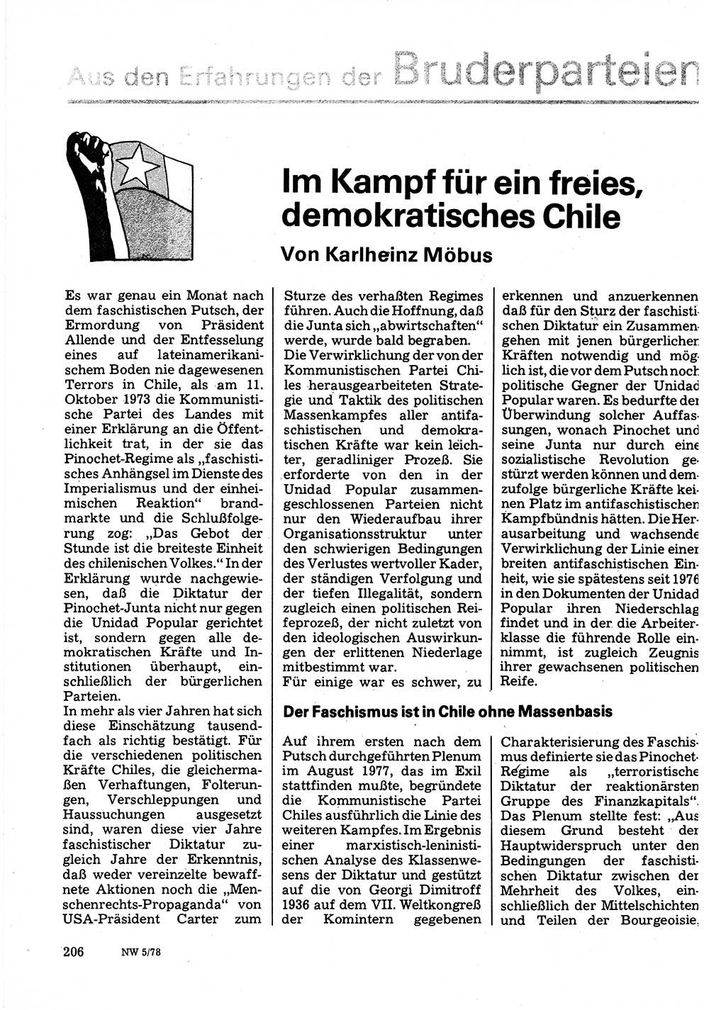 Neuer Weg (NW), Organ des Zentralkomitees (ZK) der SED (Sozialistische Einheitspartei Deutschlands) für Fragen des Parteilebens, 33. Jahrgang [Deutsche Demokratische Republik (DDR)] 1978, Seite 206 (NW ZK SED DDR 1978, S. 206)