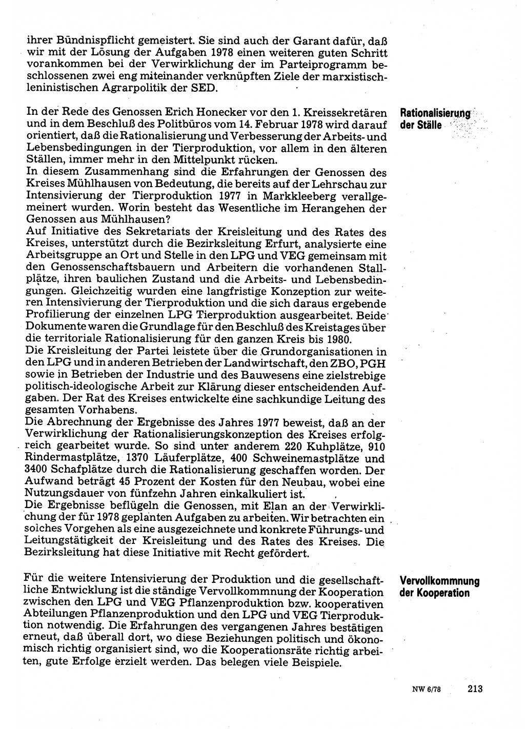 Neuer Weg (NW), Organ des Zentralkomitees (ZK) der SED (Sozialistische Einheitspartei Deutschlands) für Fragen des Parteilebens, 33. Jahrgang [Deutsche Demokratische Republik (DDR)] 1978, Seite 213 (NW ZK SED DDR 1978, S. 213)
