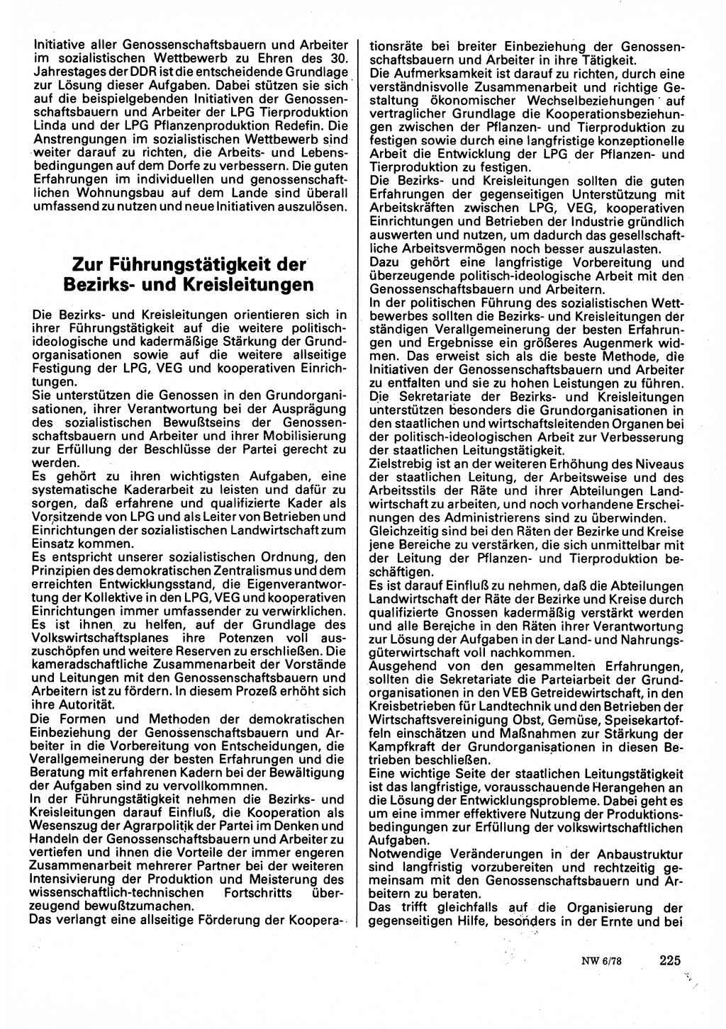Neuer Weg (NW), Organ des Zentralkomitees (ZK) der SED (Sozialistische Einheitspartei Deutschlands) für Fragen des Parteilebens, 33. Jahrgang [Deutsche Demokratische Republik (DDR)] 1978, Seite 225 (NW ZK SED DDR 1978, S. 225)
