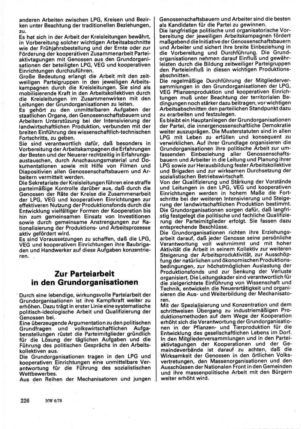 Neuer Weg (NW), Organ des Zentralkomitees (ZK) der SED (Sozialistische Einheitspartei Deutschlands) für Fragen des Parteilebens, 33. Jahrgang [Deutsche Demokratische Republik (DDR)] 1978, Seite 226 (NW ZK SED DDR 1978, S. 226)