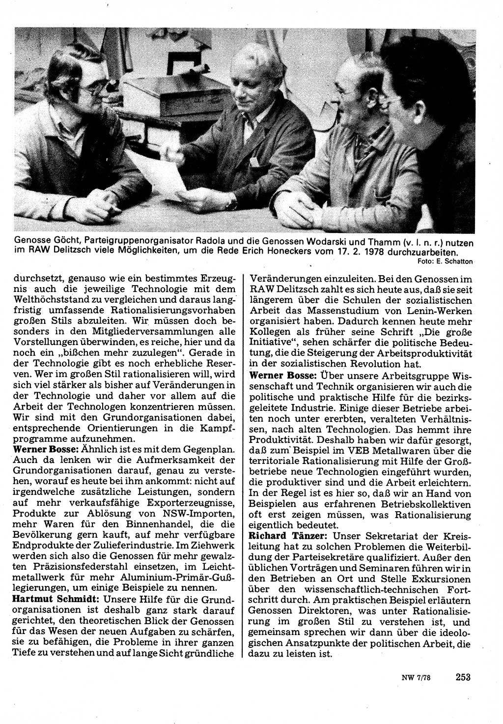 Neuer Weg (NW), Organ des Zentralkomitees (ZK) der SED (Sozialistische Einheitspartei Deutschlands) für Fragen des Parteilebens, 33. Jahrgang [Deutsche Demokratische Republik (DDR)] 1978, Seite 253 (NW ZK SED DDR 1978, S. 253)