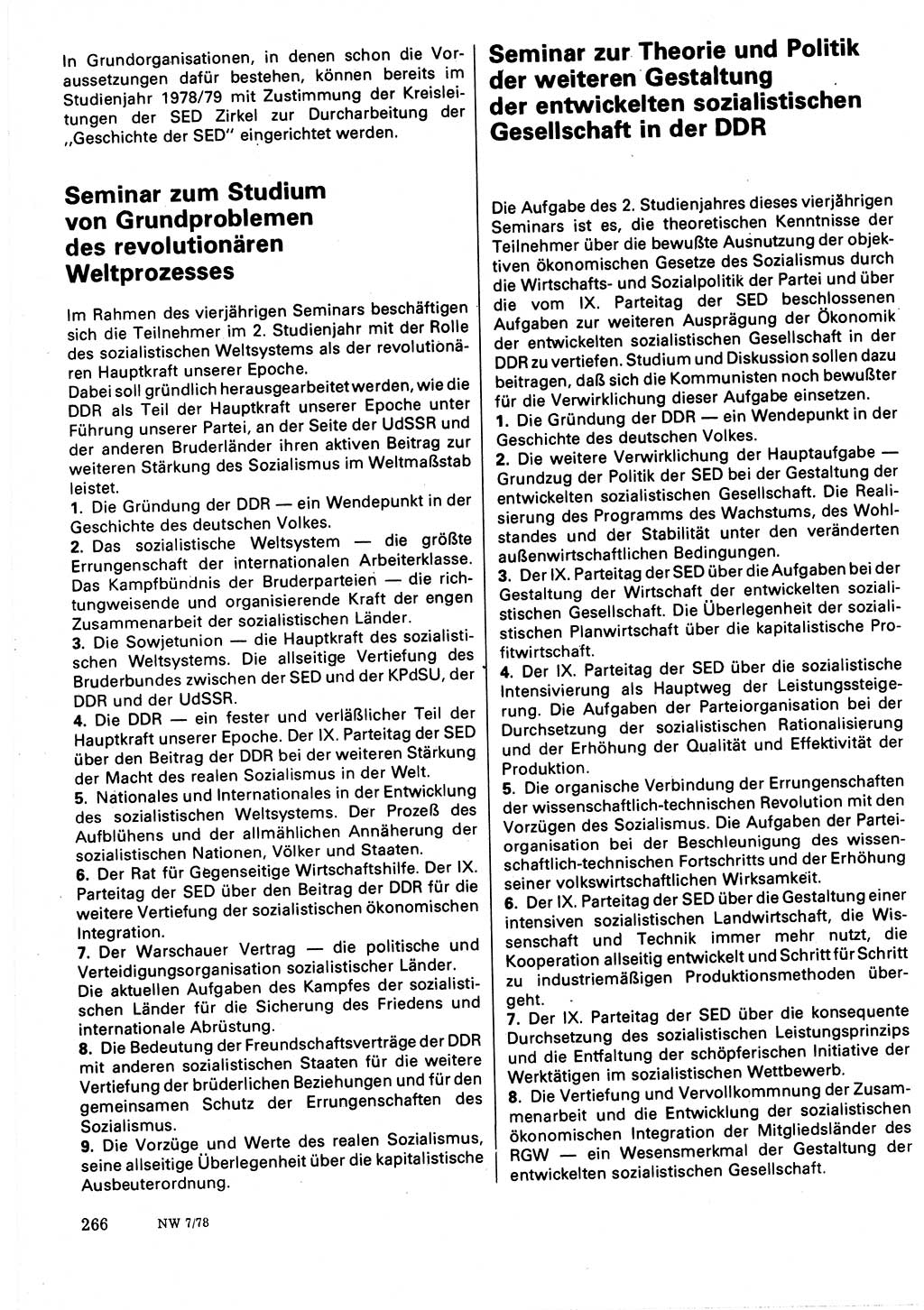 Neuer Weg (NW), Organ des Zentralkomitees (ZK) der SED (Sozialistische Einheitspartei Deutschlands) für Fragen des Parteilebens, 33. Jahrgang [Deutsche Demokratische Republik (DDR)] 1978, Seite 266 (NW ZK SED DDR 1978, S. 266)