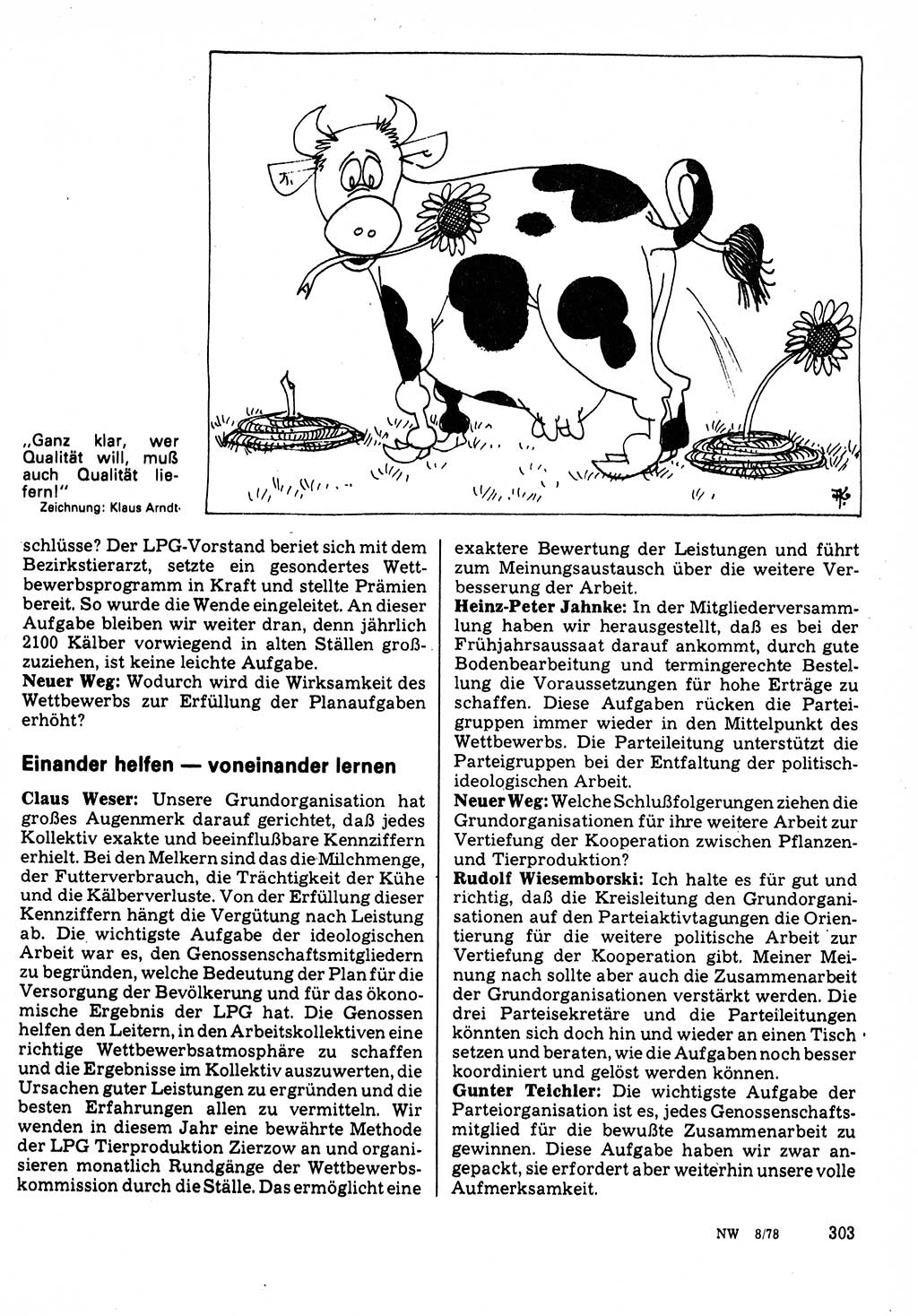 Neuer Weg (NW), Organ des Zentralkomitees (ZK) der SED (Sozialistische Einheitspartei Deutschlands) für Fragen des Parteilebens, 33. Jahrgang [Deutsche Demokratische Republik (DDR)] 1978, Seite 303 (NW ZK SED DDR 1978, S. 303)