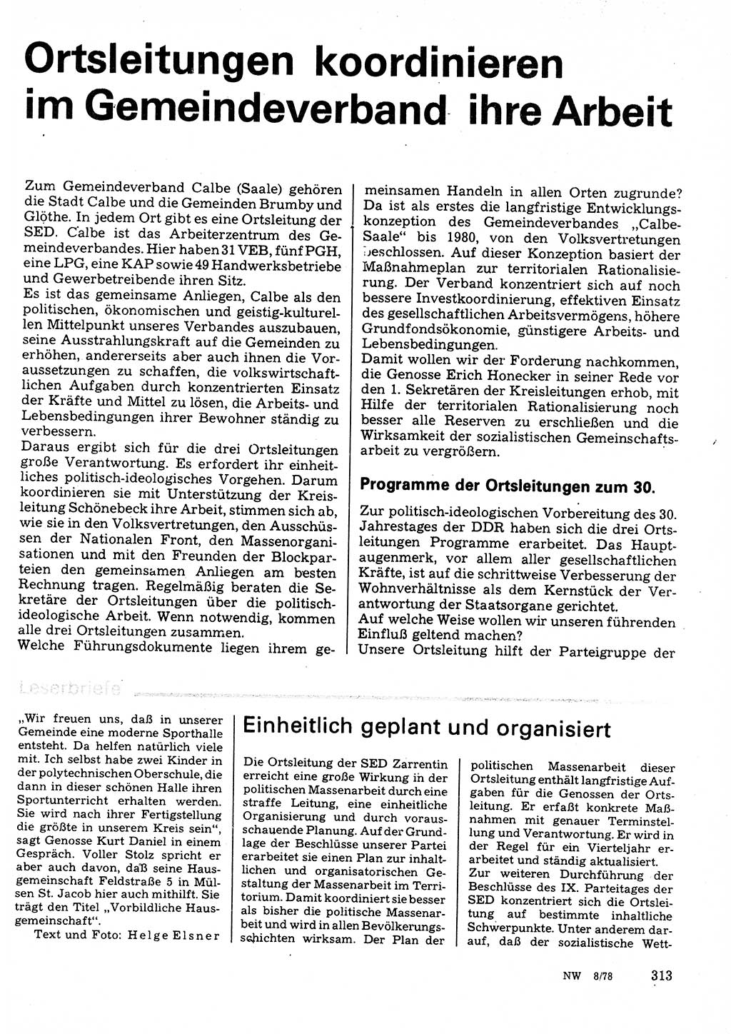 Neuer Weg (NW), Organ des Zentralkomitees (ZK) der SED (Sozialistische Einheitspartei Deutschlands) für Fragen des Parteilebens, 33. Jahrgang [Deutsche Demokratische Republik (DDR)] 1978, Seite 313 (NW ZK SED DDR 1978, S. 313)
