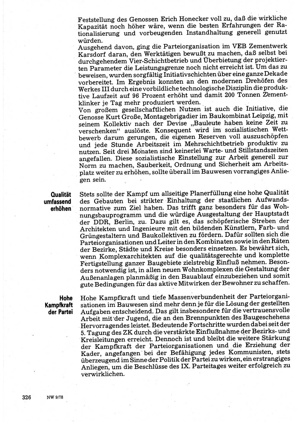 Neuer Weg (NW), Organ des Zentralkomitees (ZK) der SED (Sozialistische Einheitspartei Deutschlands) für Fragen des Parteilebens, 33. Jahrgang [Deutsche Demokratische Republik (DDR)] 1978, Seite 326 (NW ZK SED DDR 1978, S. 326)