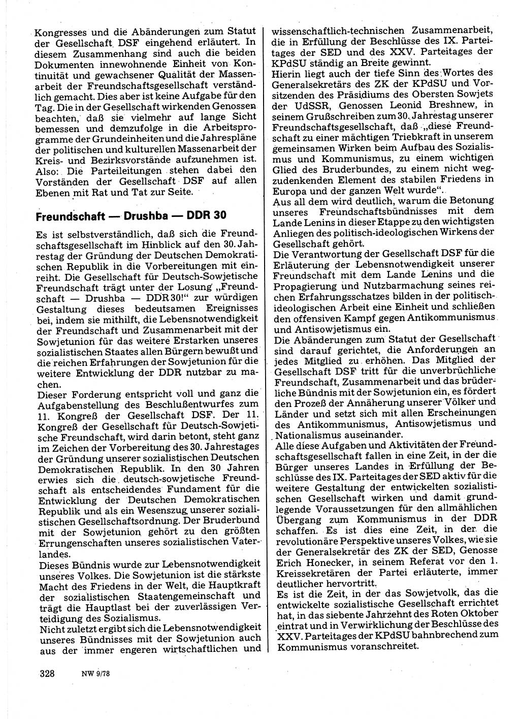 Neuer Weg (NW), Organ des Zentralkomitees (ZK) der SED (Sozialistische Einheitspartei Deutschlands) für Fragen des Parteilebens, 33. Jahrgang [Deutsche Demokratische Republik (DDR)] 1978, Seite 328 (NW ZK SED DDR 1978, S. 328)
