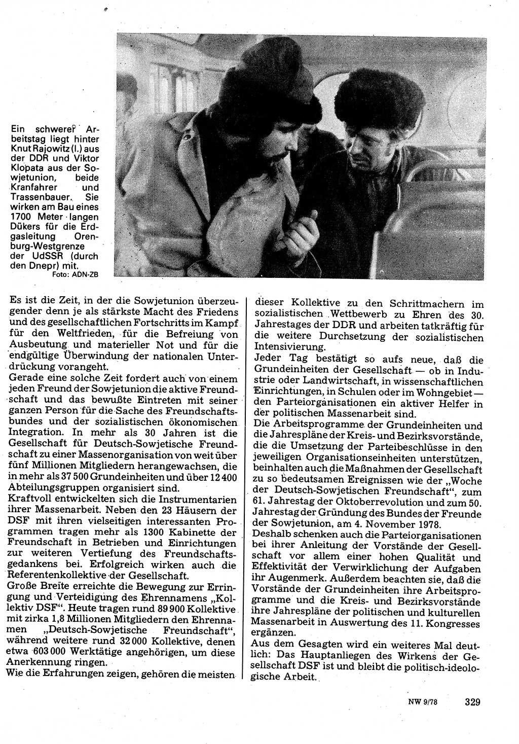 Neuer Weg (NW), Organ des Zentralkomitees (ZK) der SED (Sozialistische Einheitspartei Deutschlands) für Fragen des Parteilebens, 33. Jahrgang [Deutsche Demokratische Republik (DDR)] 1978, Seite 329 (NW ZK SED DDR 1978, S. 329)