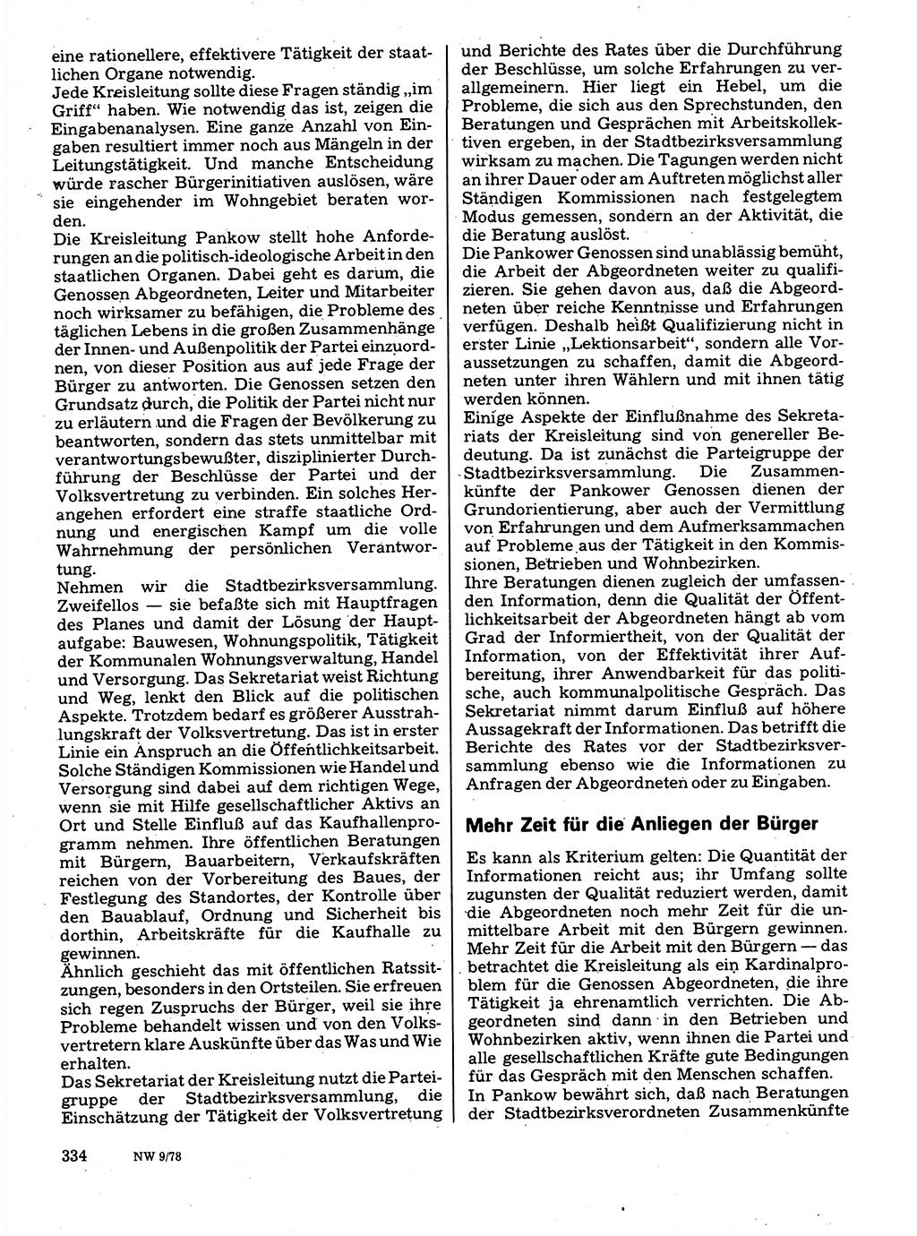 Neuer Weg (NW), Organ des Zentralkomitees (ZK) der SED (Sozialistische Einheitspartei Deutschlands) für Fragen des Parteilebens, 33. Jahrgang [Deutsche Demokratische Republik (DDR)] 1978, Seite 334 (NW ZK SED DDR 1978, S. 334)