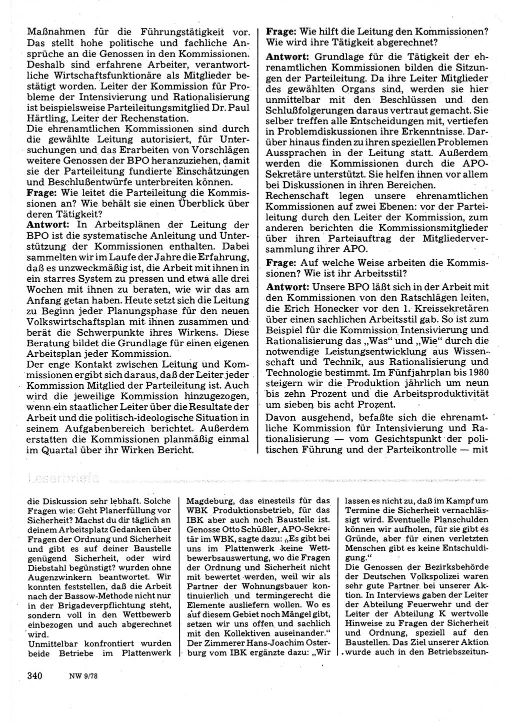Neuer Weg (NW), Organ des Zentralkomitees (ZK) der SED (Sozialistische Einheitspartei Deutschlands) für Fragen des Parteilebens, 33. Jahrgang [Deutsche Demokratische Republik (DDR)] 1978, Seite 340 (NW ZK SED DDR 1978, S. 340)
