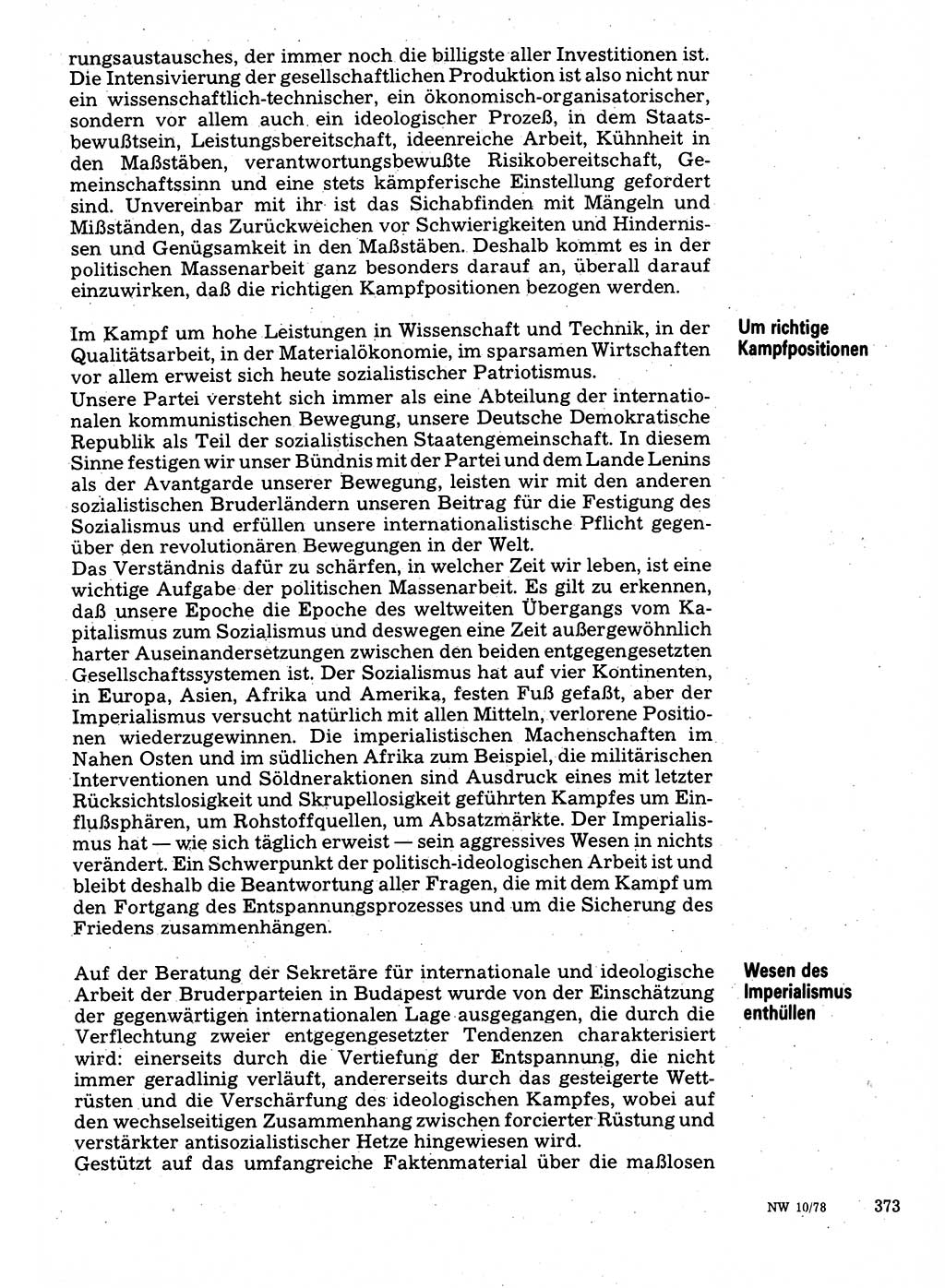 Neuer Weg (NW), Organ des Zentralkomitees (ZK) der SED (Sozialistische Einheitspartei Deutschlands) für Fragen des Parteilebens, 33. Jahrgang [Deutsche Demokratische Republik (DDR)] 1978, Seite 373 (NW ZK SED DDR 1978, S. 373)