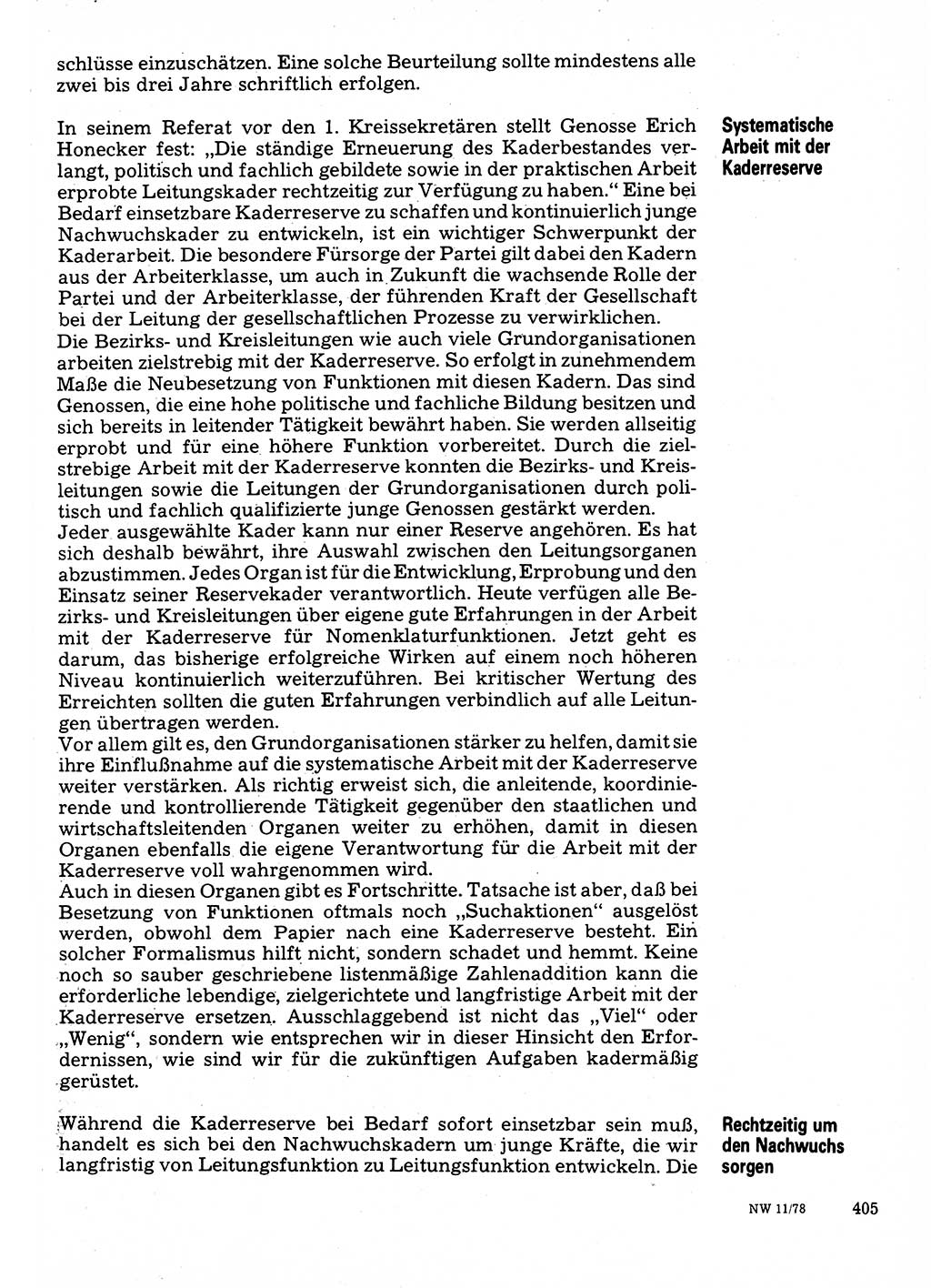 Neuer Weg (NW), Organ des Zentralkomitees (ZK) der SED (Sozialistische Einheitspartei Deutschlands) für Fragen des Parteilebens, 33. Jahrgang [Deutsche Demokratische Republik (DDR)] 1978, Seite 405 (NW ZK SED DDR 1978, S. 405)