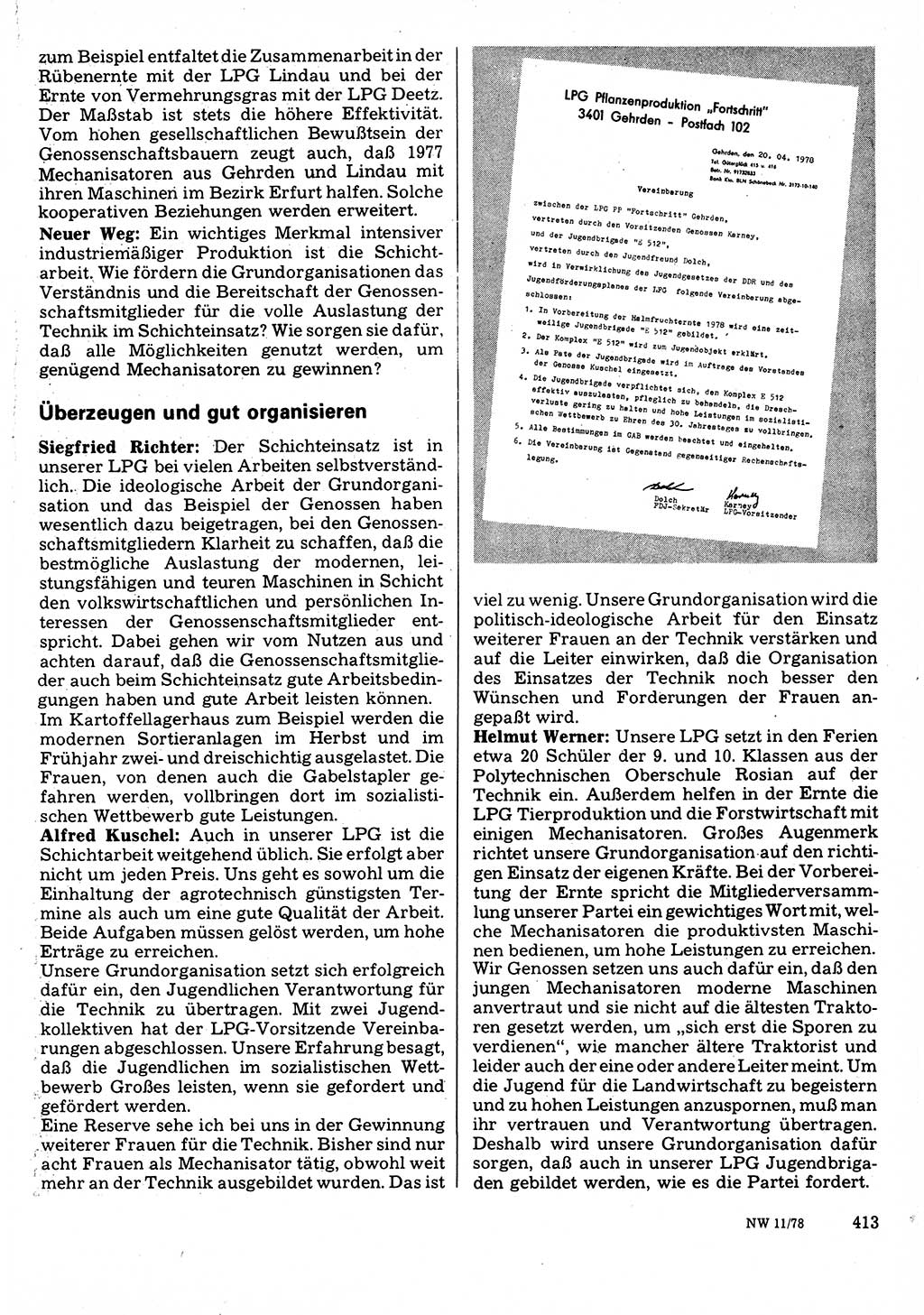 Neuer Weg (NW), Organ des Zentralkomitees (ZK) der SED (Sozialistische Einheitspartei Deutschlands) für Fragen des Parteilebens, 33. Jahrgang [Deutsche Demokratische Republik (DDR)] 1978, Seite 413 (NW ZK SED DDR 1978, S. 413)