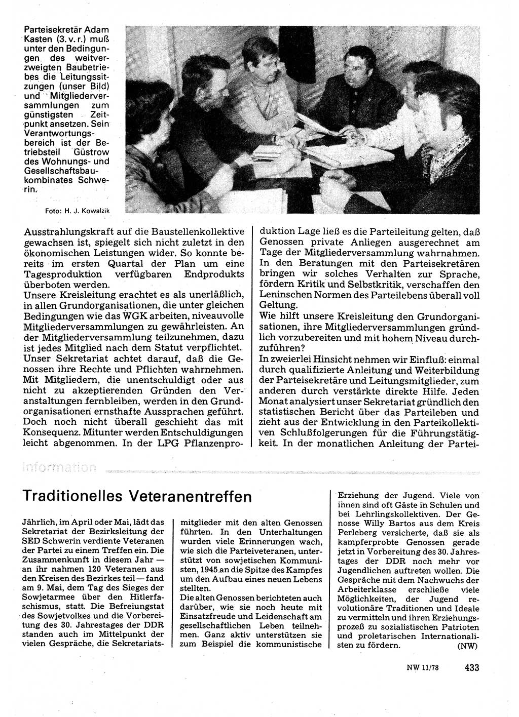 Neuer Weg (NW), Organ des Zentralkomitees (ZK) der SED (Sozialistische Einheitspartei Deutschlands) für Fragen des Parteilebens, 33. Jahrgang [Deutsche Demokratische Republik (DDR)] 1978, Seite 433 (NW ZK SED DDR 1978, S. 433)