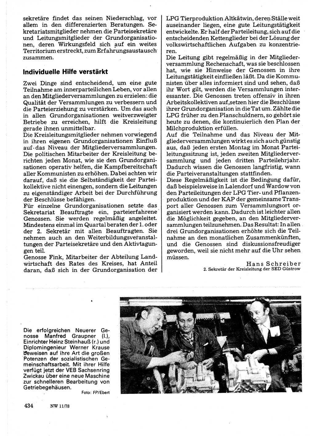 Neuer Weg (NW), Organ des Zentralkomitees (ZK) der SED (Sozialistische Einheitspartei Deutschlands) für Fragen des Parteilebens, 33. Jahrgang [Deutsche Demokratische Republik (DDR)] 1978, Seite 434 (NW ZK SED DDR 1978, S. 434)