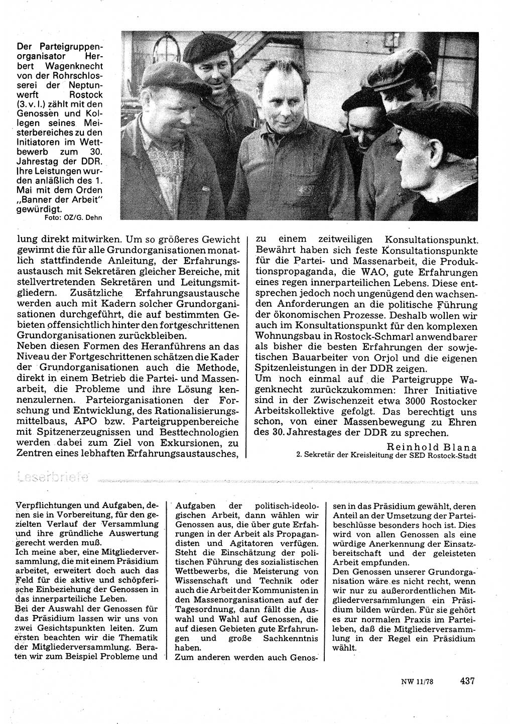 Neuer Weg (NW), Organ des Zentralkomitees (ZK) der SED (Sozialistische Einheitspartei Deutschlands) für Fragen des Parteilebens, 33. Jahrgang [Deutsche Demokratische Republik (DDR)] 1978, Seite 437 (NW ZK SED DDR 1978, S. 437)
