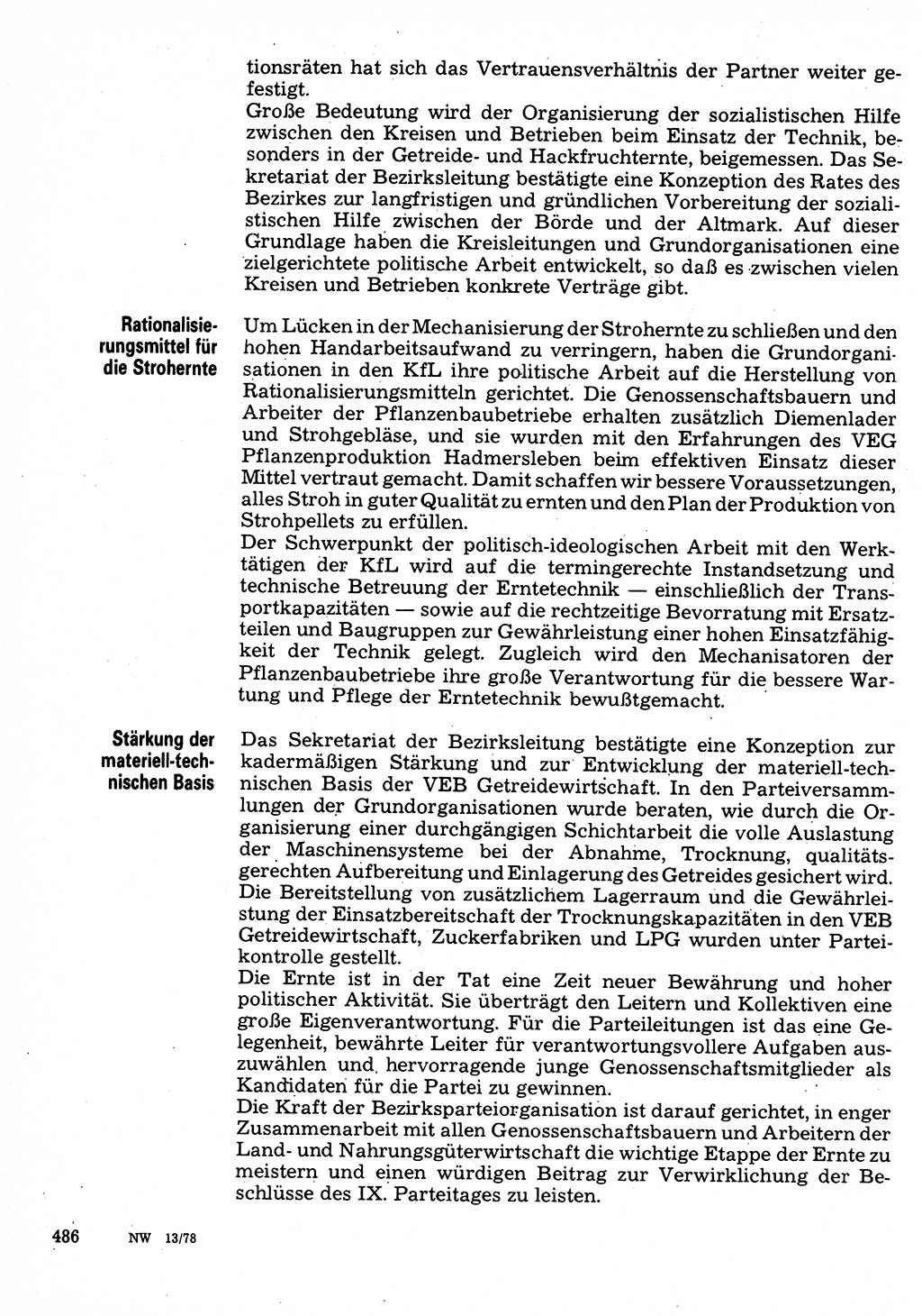 Neuer Weg (NW), Organ des Zentralkomitees (ZK) der SED (Sozialistische Einheitspartei Deutschlands) für Fragen des Parteilebens, 33. Jahrgang [Deutsche Demokratische Republik (DDR)] 1978, Seite 486 (NW ZK SED DDR 1978, S. 486)