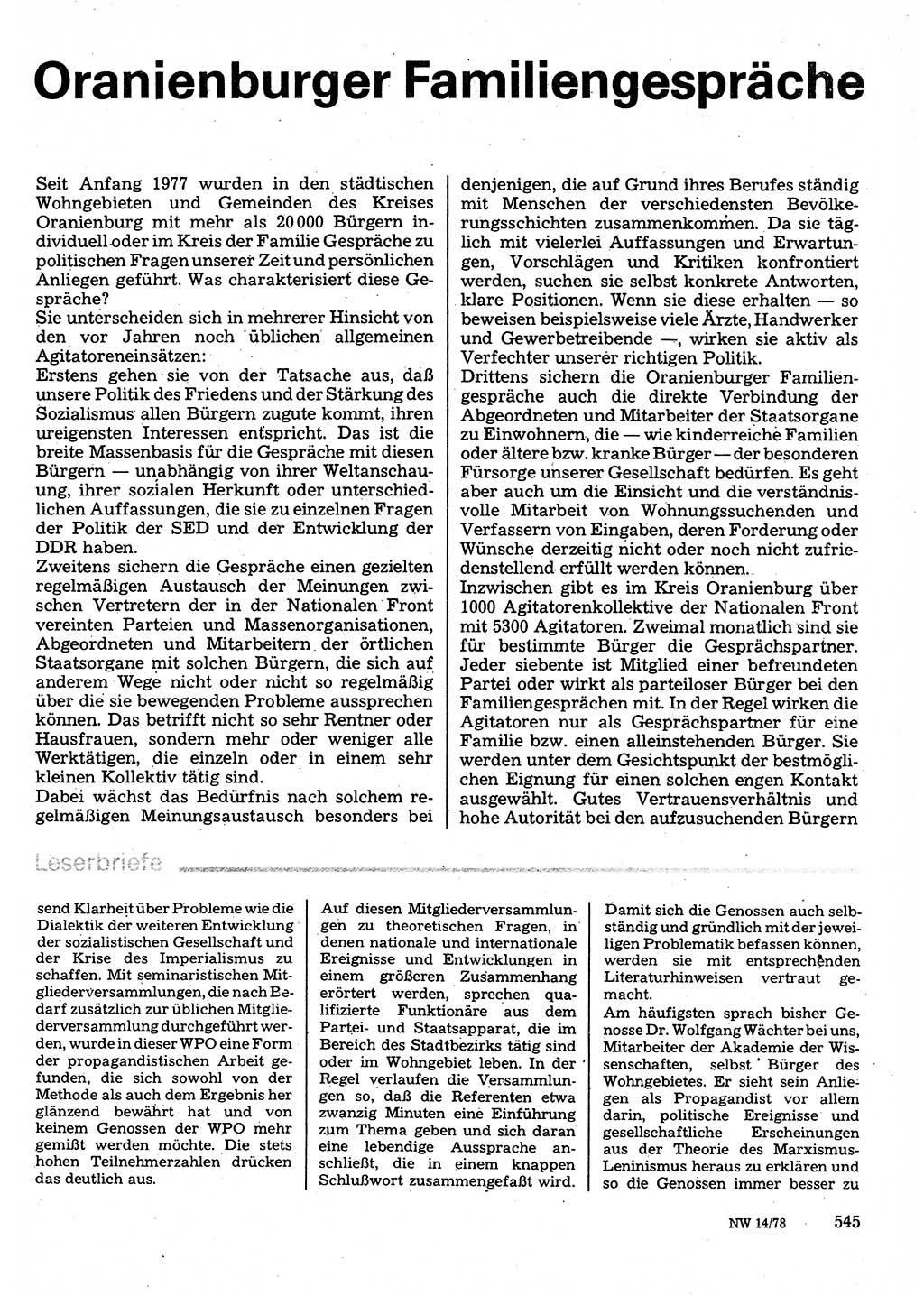 Neuer Weg (NW), Organ des Zentralkomitees (ZK) der SED (Sozialistische Einheitspartei Deutschlands) für Fragen des Parteilebens, 33. Jahrgang [Deutsche Demokratische Republik (DDR)] 1978, Seite 545 (NW ZK SED DDR 1978, S. 545)