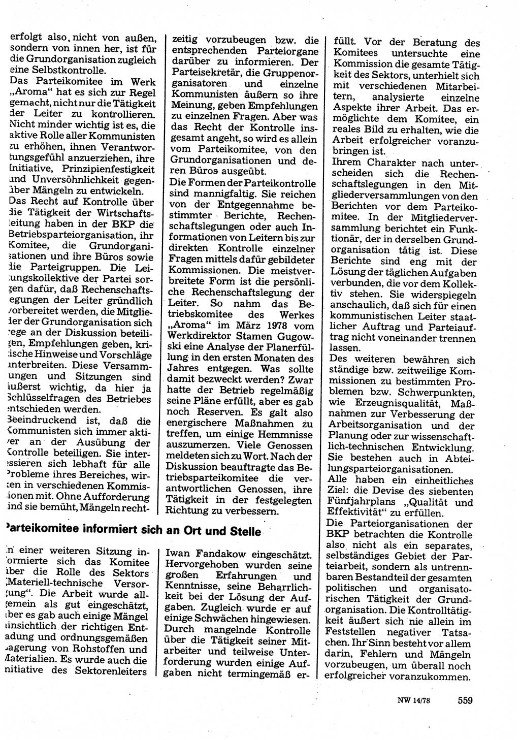Neuer Weg (NW), Organ des Zentralkomitees (ZK) der SED (Sozialistische Einheitspartei Deutschlands) für Fragen des Parteilebens, 33. Jahrgang [Deutsche Demokratische Republik (DDR)] 1978, Seite 559 (NW ZK SED DDR 1978, S. 559)