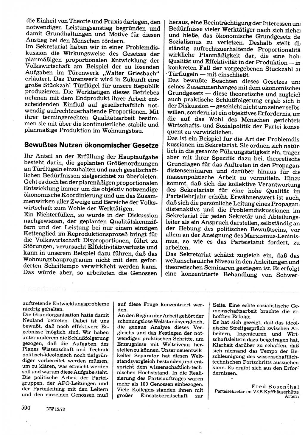 Neuer Weg (NW), Organ des Zentralkomitees (ZK) der SED (Sozialistische Einheitspartei Deutschlands) für Fragen des Parteilebens, 33. Jahrgang [Deutsche Demokratische Republik (DDR)] 1978, Seite 590 (NW ZK SED DDR 1978, S. 590)