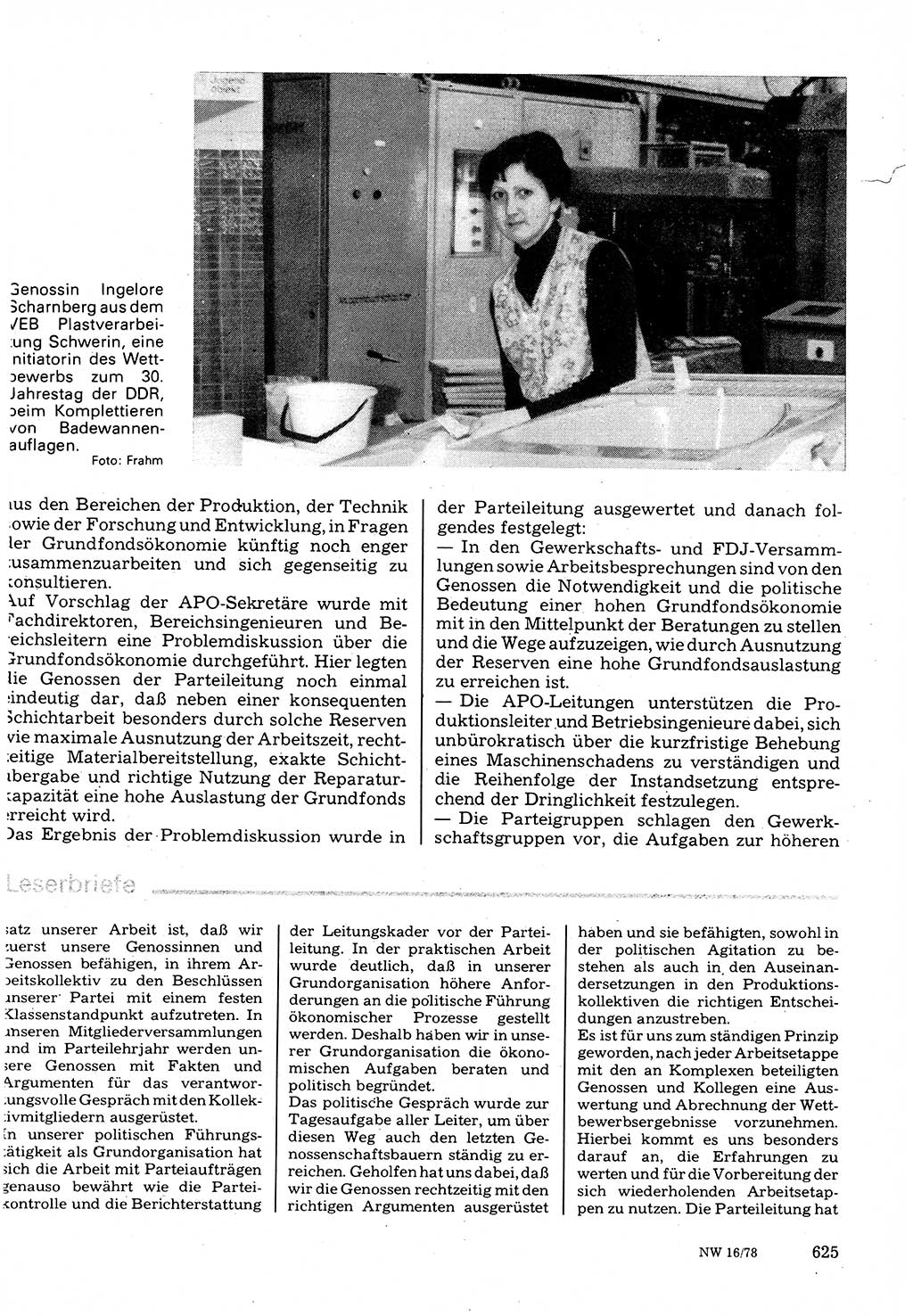 Neuer Weg (NW), Organ des Zentralkomitees (ZK) der SED (Sozialistische Einheitspartei Deutschlands) für Fragen des Parteilebens, 33. Jahrgang [Deutsche Demokratische Republik (DDR)] 1978, Seite 625 (NW ZK SED DDR 1978, S. 625)