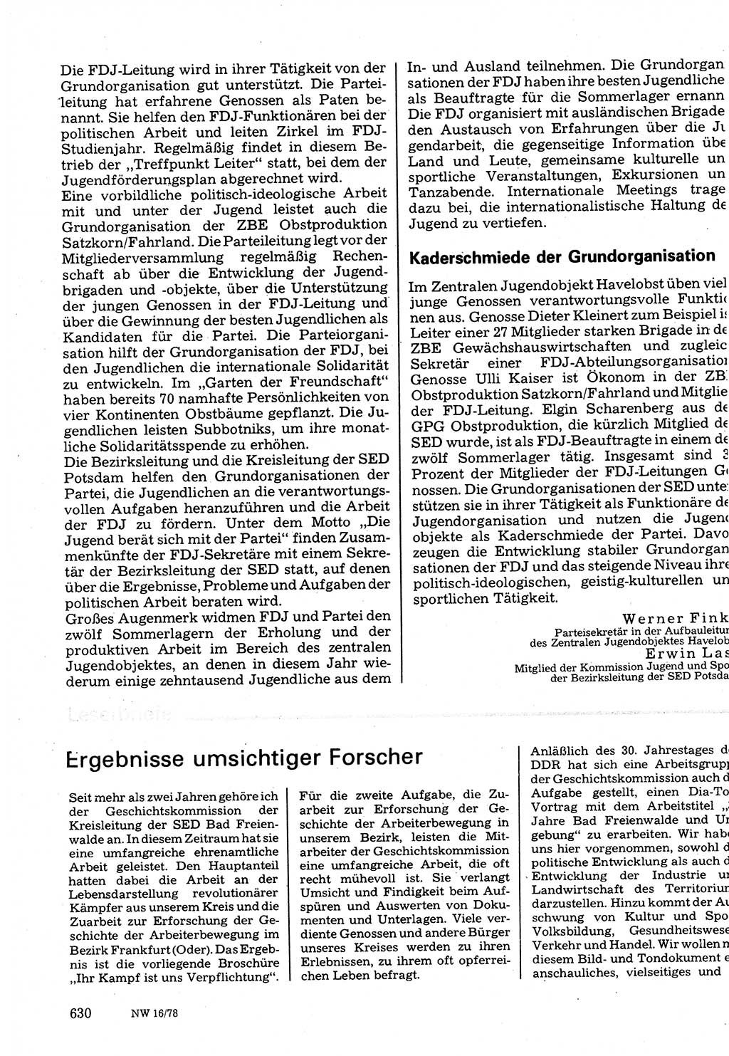 Neuer Weg (NW), Organ des Zentralkomitees (ZK) der SED (Sozialistische Einheitspartei Deutschlands) für Fragen des Parteilebens, 33. Jahrgang [Deutsche Demokratische Republik (DDR)] 1978, Seite 630 (NW ZK SED DDR 1978, S. 630)