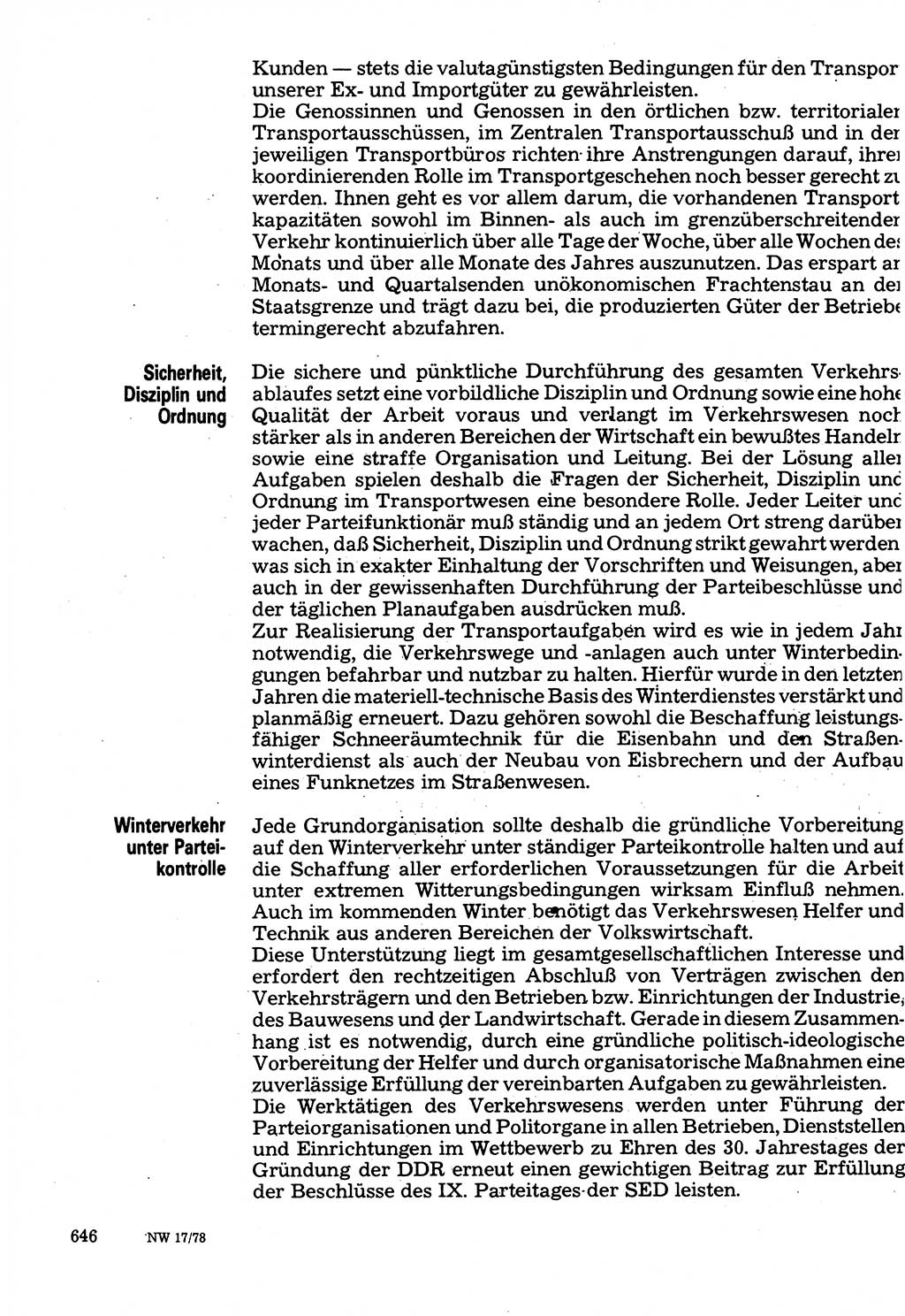 Neuer Weg (NW), Organ des Zentralkomitees (ZK) der SED (Sozialistische Einheitspartei Deutschlands) für Fragen des Parteilebens, 33. Jahrgang [Deutsche Demokratische Republik (DDR)] 1978, Seite 646 (NW ZK SED DDR 1978, S. 646)