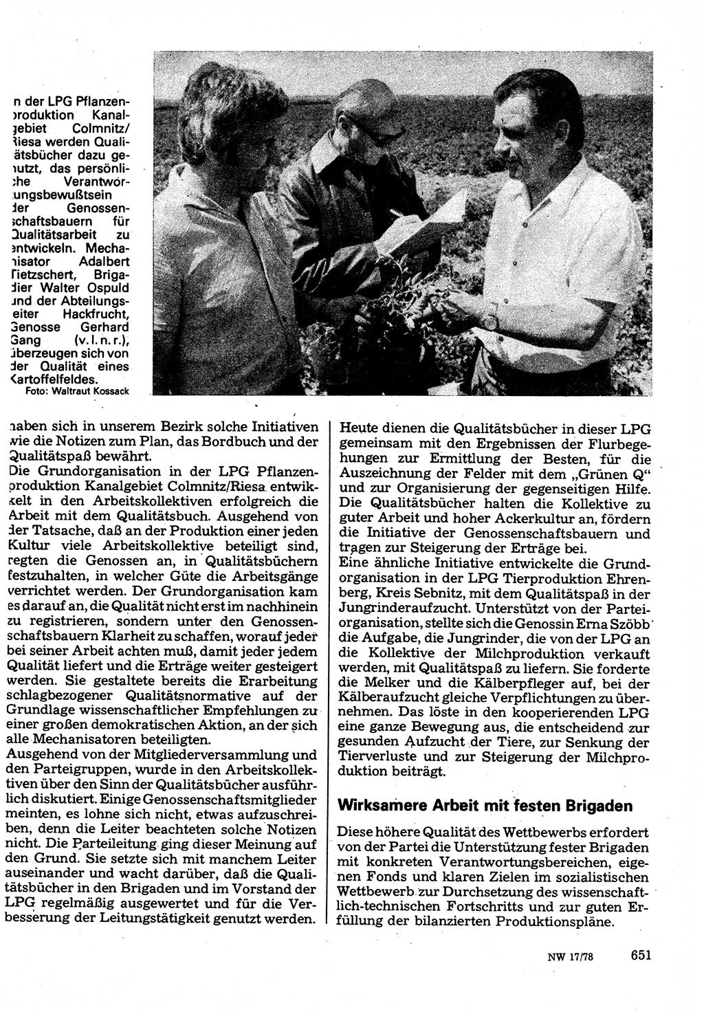 Neuer Weg (NW), Organ des Zentralkomitees (ZK) der SED (Sozialistische Einheitspartei Deutschlands) für Fragen des Parteilebens, 33. Jahrgang [Deutsche Demokratische Republik (DDR)] 1978, Seite 651 (NW ZK SED DDR 1978, S. 651)