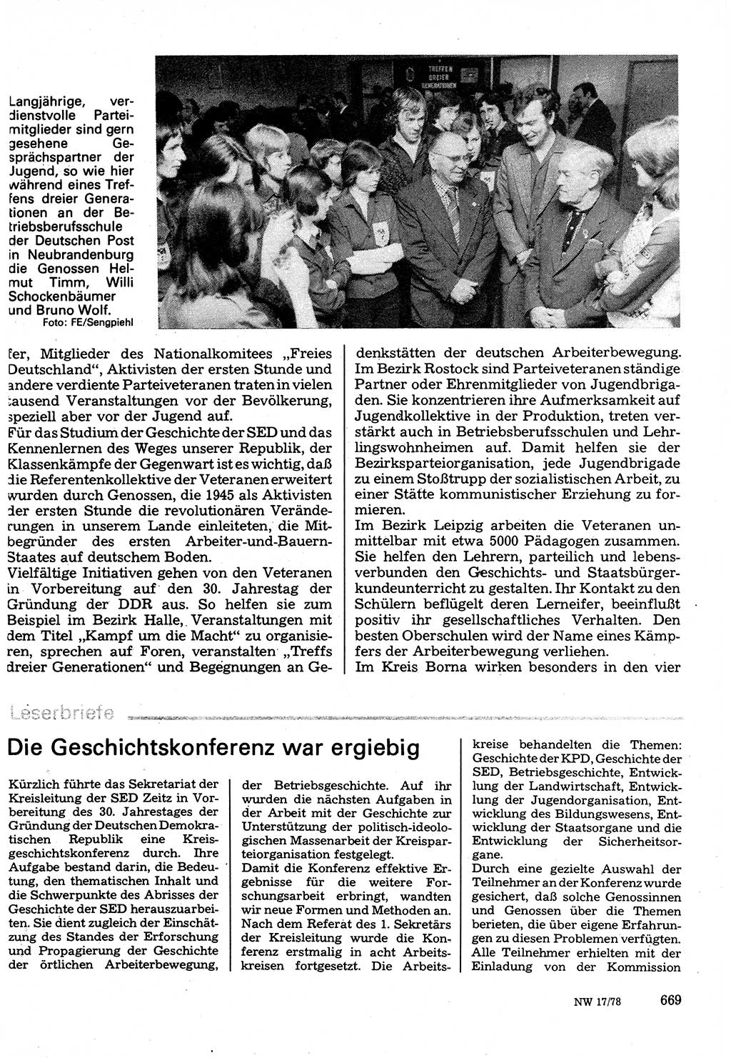 Neuer Weg (NW), Organ des Zentralkomitees (ZK) der SED (Sozialistische Einheitspartei Deutschlands) für Fragen des Parteilebens, 33. Jahrgang [Deutsche Demokratische Republik (DDR)] 1978, Seite 669 (NW ZK SED DDR 1978, S. 669)