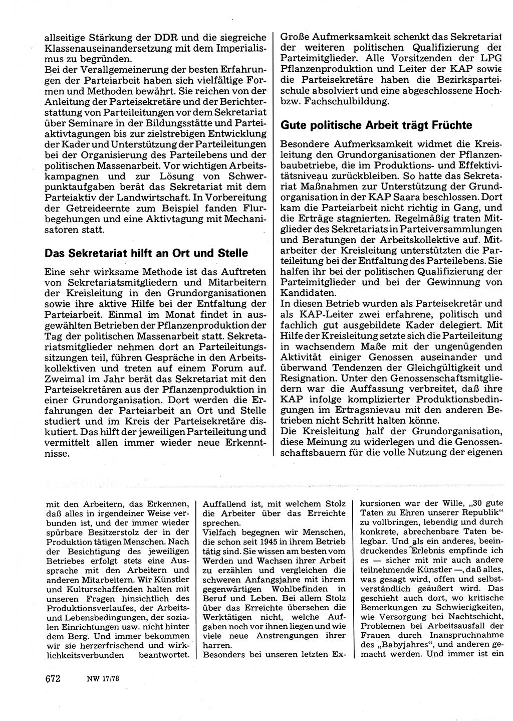 Neuer Weg (NW), Organ des Zentralkomitees (ZK) der SED (Sozialistische Einheitspartei Deutschlands) für Fragen des Parteilebens, 33. Jahrgang [Deutsche Demokratische Republik (DDR)] 1978, Seite 672 (NW ZK SED DDR 1978, S. 672)