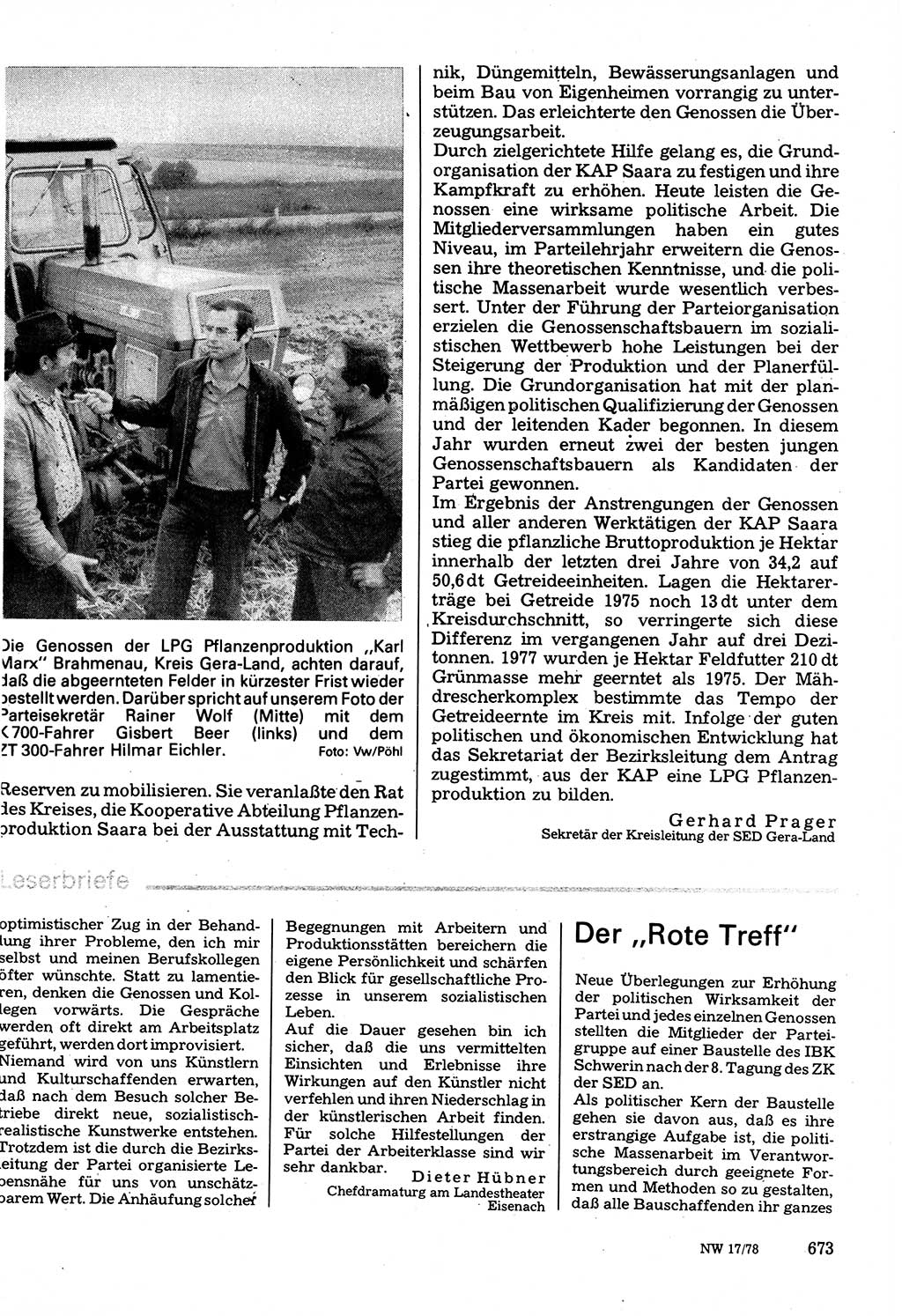 Neuer Weg (NW), Organ des Zentralkomitees (ZK) der SED (Sozialistische Einheitspartei Deutschlands) für Fragen des Parteilebens, 33. Jahrgang [Deutsche Demokratische Republik (DDR)] 1978, Seite 673 (NW ZK SED DDR 1978, S. 673)