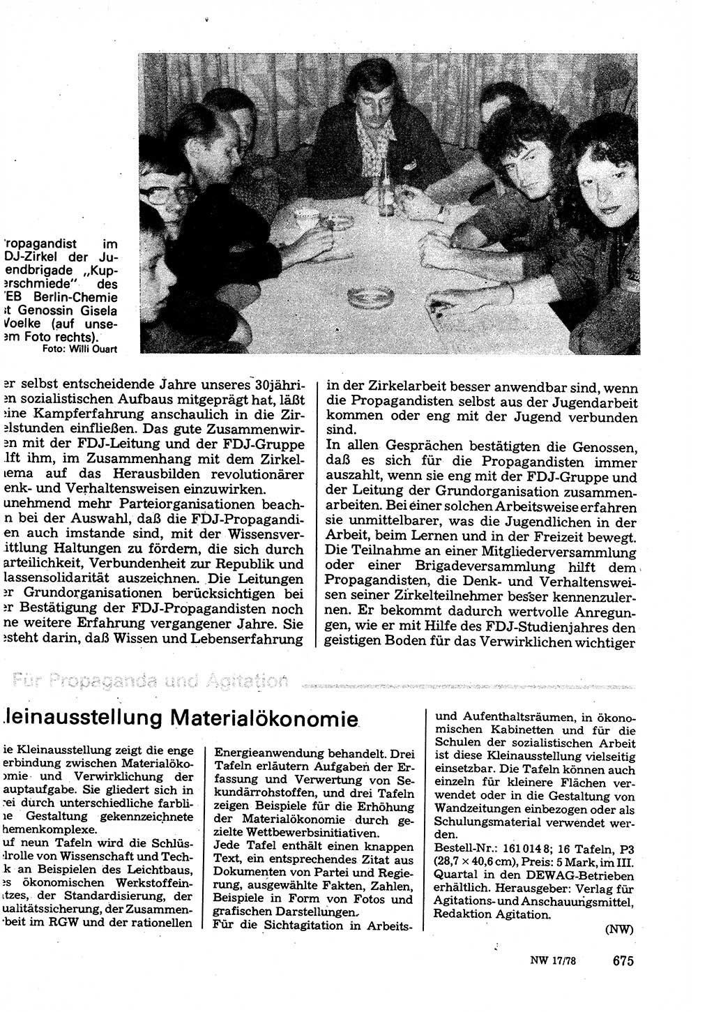 Neuer Weg (NW), Organ des Zentralkomitees (ZK) der SED (Sozialistische Einheitspartei Deutschlands) fÃ¼r Fragen des Parteilebens, 33. Jahrgang [Deutsche Demokratische Republik (DDR)] 1978, Seite 675 (NW ZK SED DDR 1978, S. 675)