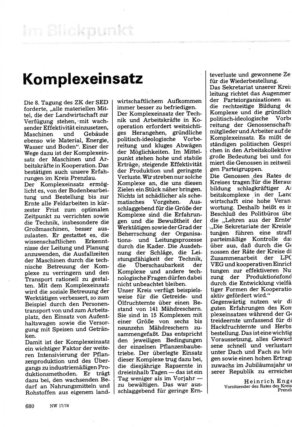 Neuer Weg (NW), Organ des Zentralkomitees (ZK) der SED (Sozialistische Einheitspartei Deutschlands) für Fragen des Parteilebens, 33. Jahrgang [Deutsche Demokratische Republik (DDR)] 1978, Seite 680 (NW ZK SED DDR 1978, S. 680)