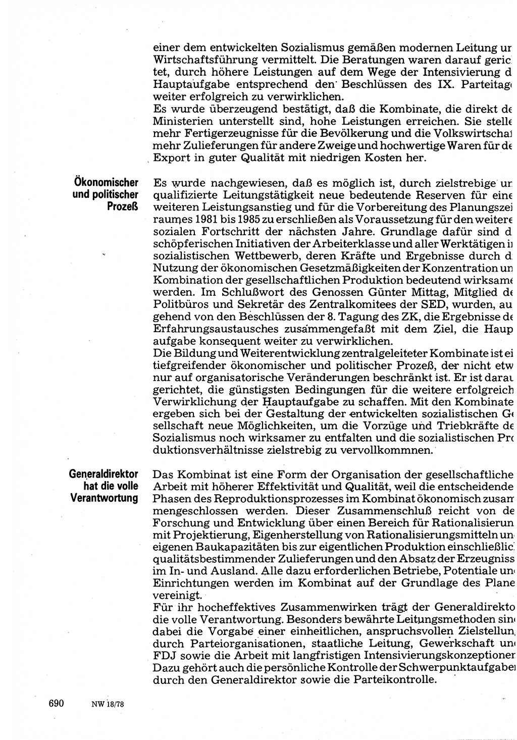 Neuer Weg (NW), Organ des Zentralkomitees (ZK) der SED (Sozialistische Einheitspartei Deutschlands) für Fragen des Parteilebens, 33. Jahrgang [Deutsche Demokratische Republik (DDR)] 1978, Seite 690 (NW ZK SED DDR 1978, S. 690)