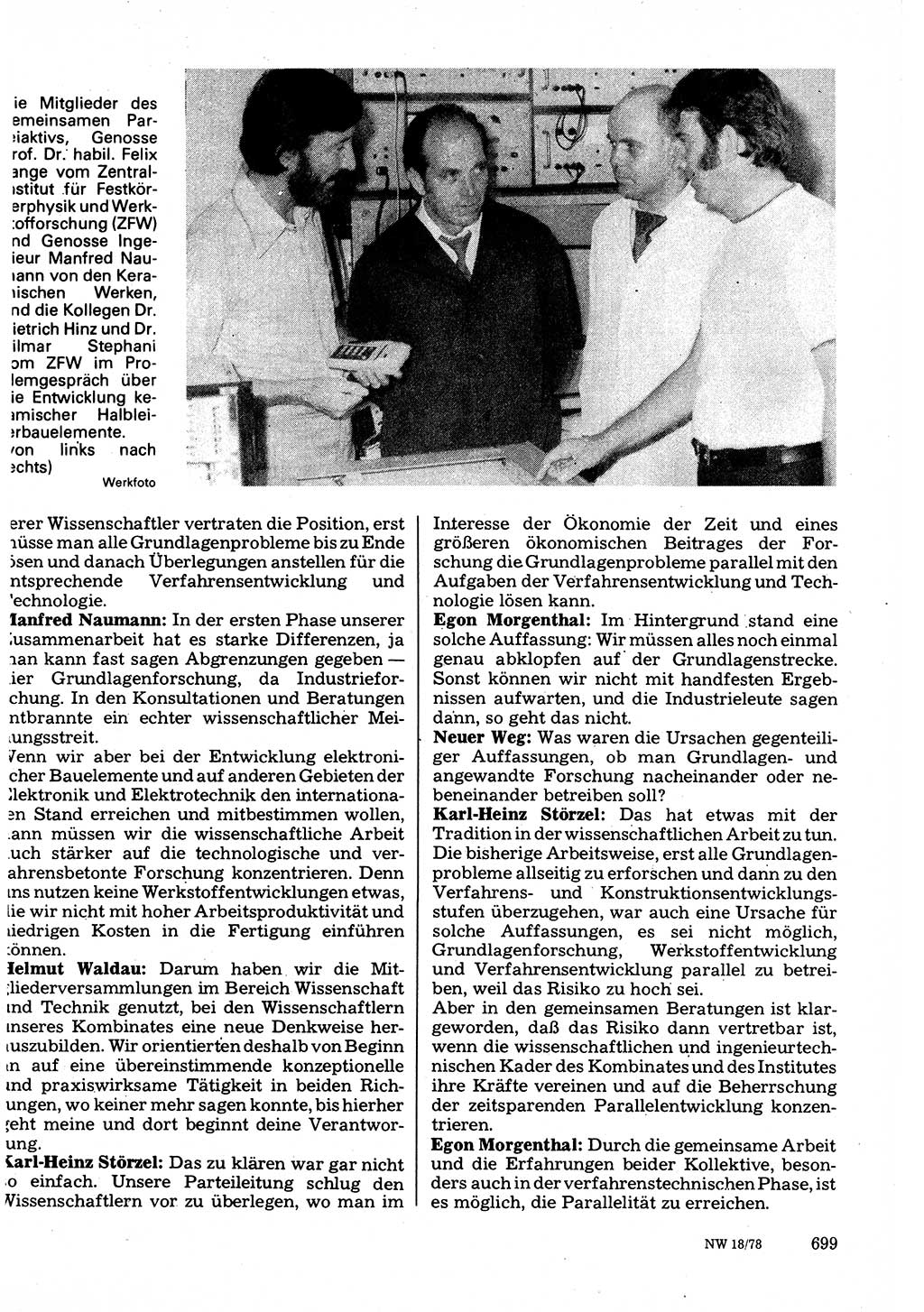 Neuer Weg (NW), Organ des Zentralkomitees (ZK) der SED (Sozialistische Einheitspartei Deutschlands) für Fragen des Parteilebens, 33. Jahrgang [Deutsche Demokratische Republik (DDR)] 1978, Seite 699 (NW ZK SED DDR 1978, S. 699)