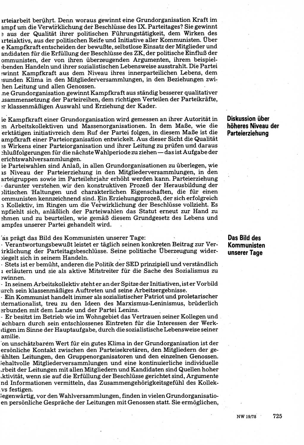 Neuer Weg (NW), Organ des Zentralkomitees (ZK) der SED (Sozialistische Einheitspartei Deutschlands) für Fragen des Parteilebens, 33. Jahrgang [Deutsche Demokratische Republik (DDR)] 1978, Seite 725 (NW ZK SED DDR 1978, S. 725)