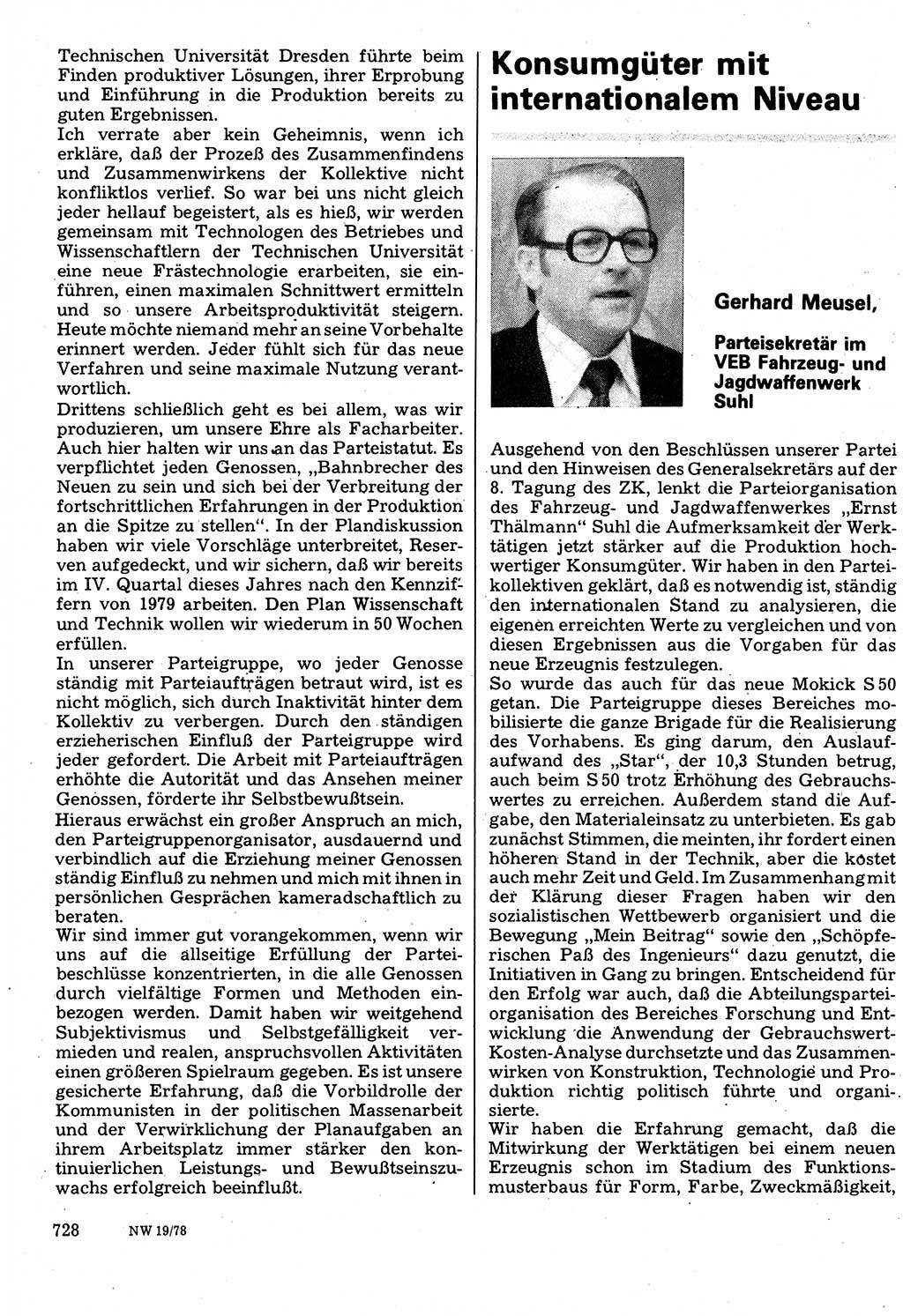 Neuer Weg (NW), Organ des Zentralkomitees (ZK) der SED (Sozialistische Einheitspartei Deutschlands) für Fragen des Parteilebens, 33. Jahrgang [Deutsche Demokratische Republik (DDR)] 1978, Seite 728 (NW ZK SED DDR 1978, S. 728)