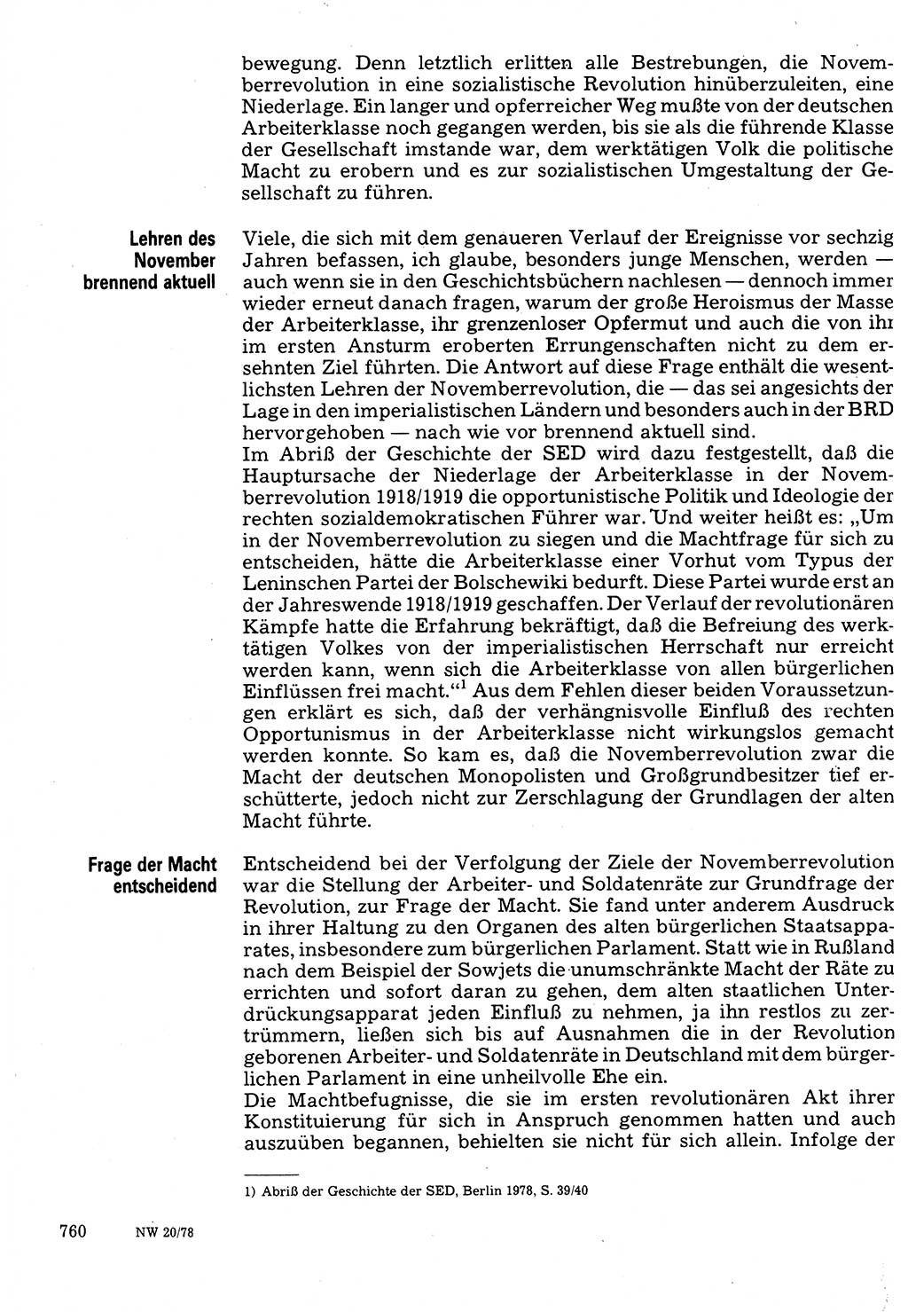 Neuer Weg (NW), Organ des Zentralkomitees (ZK) der SED (Sozialistische Einheitspartei Deutschlands) für Fragen des Parteilebens, 33. Jahrgang [Deutsche Demokratische Republik (DDR)] 1978, Seite 760 (NW ZK SED DDR 1978, S. 760)