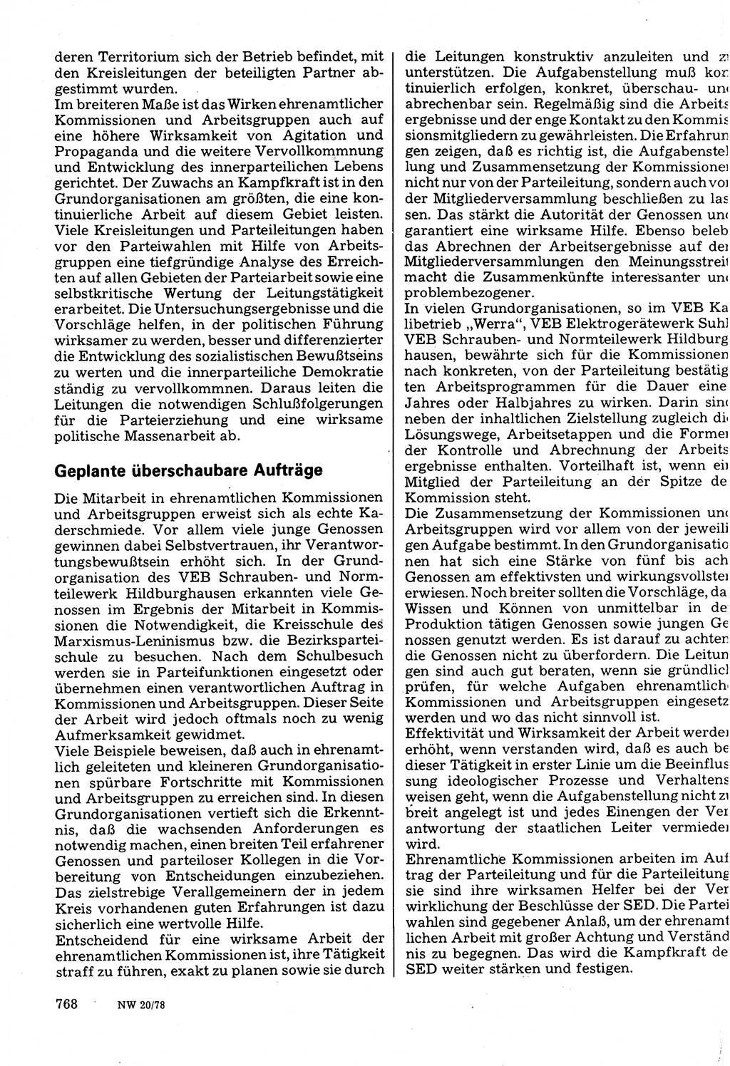 Neuer Weg (NW), Organ des Zentralkomitees (ZK) der SED (Sozialistische Einheitspartei Deutschlands) für Fragen des Parteilebens, 33. Jahrgang [Deutsche Demokratische Republik (DDR)] 1978, Seite 768 (NW ZK SED DDR 1978, S. 768)